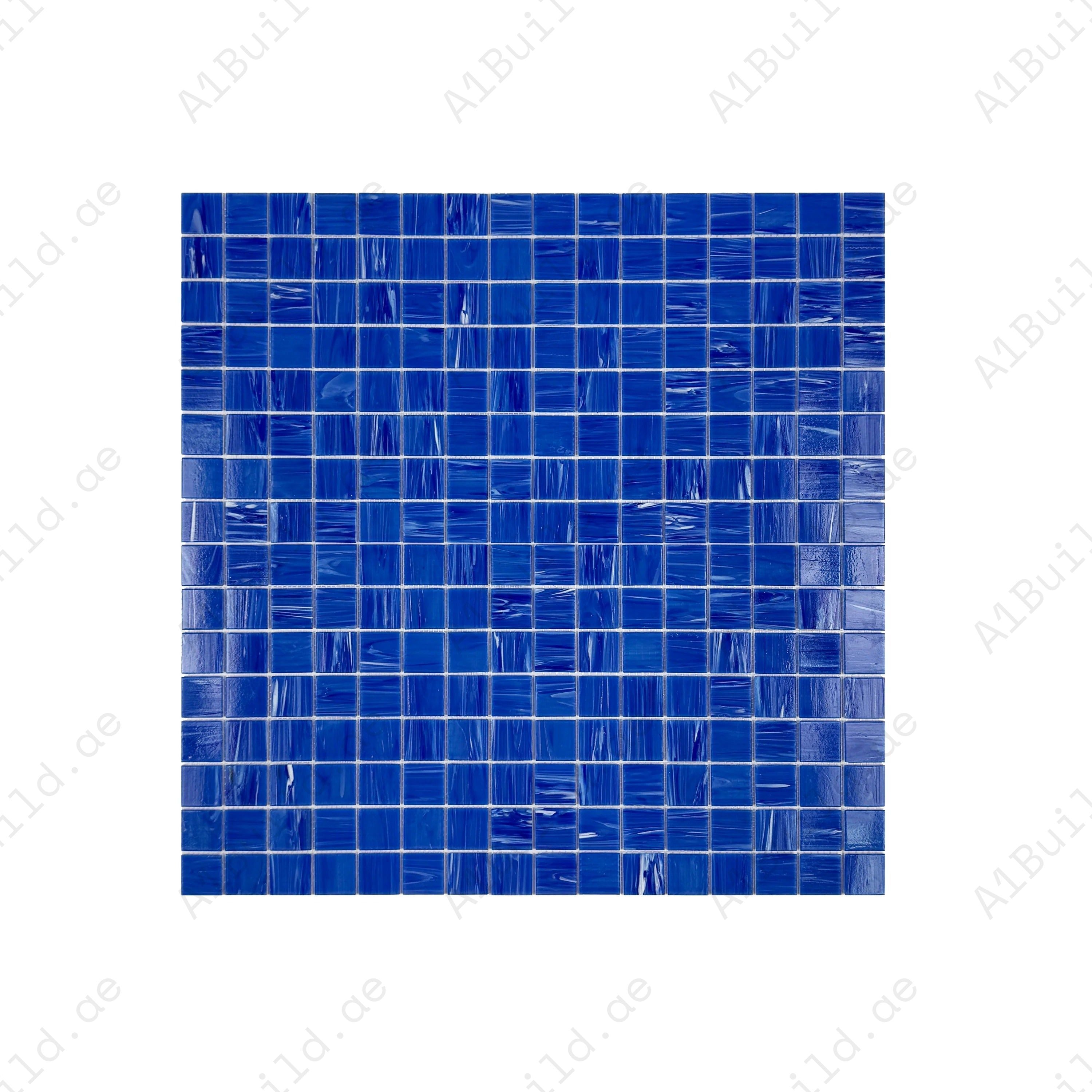Glacial Artistry Navy Blue Cloud Hot Melt Glass Mosaic – premium, durable, UV & slip-resistant, eco-friendly tiles perfect for pools, spas, fountains & walls.