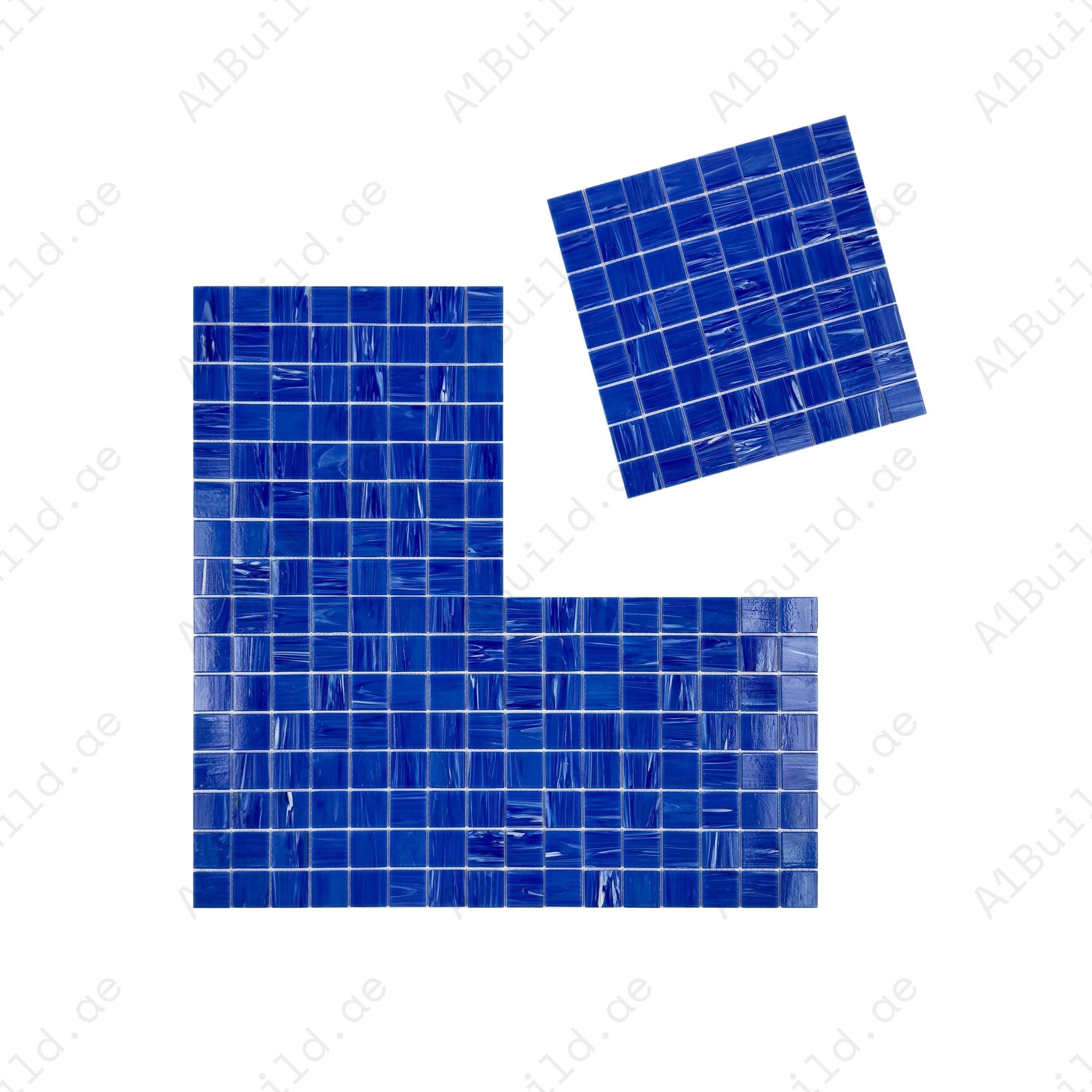 Glacial Artistry Navy Blue Cloud Hot Melt Glass Mosaic – premium, durable, UV & slip-resistant, eco-friendly tiles perfect for pools, spas, fountains & walls.