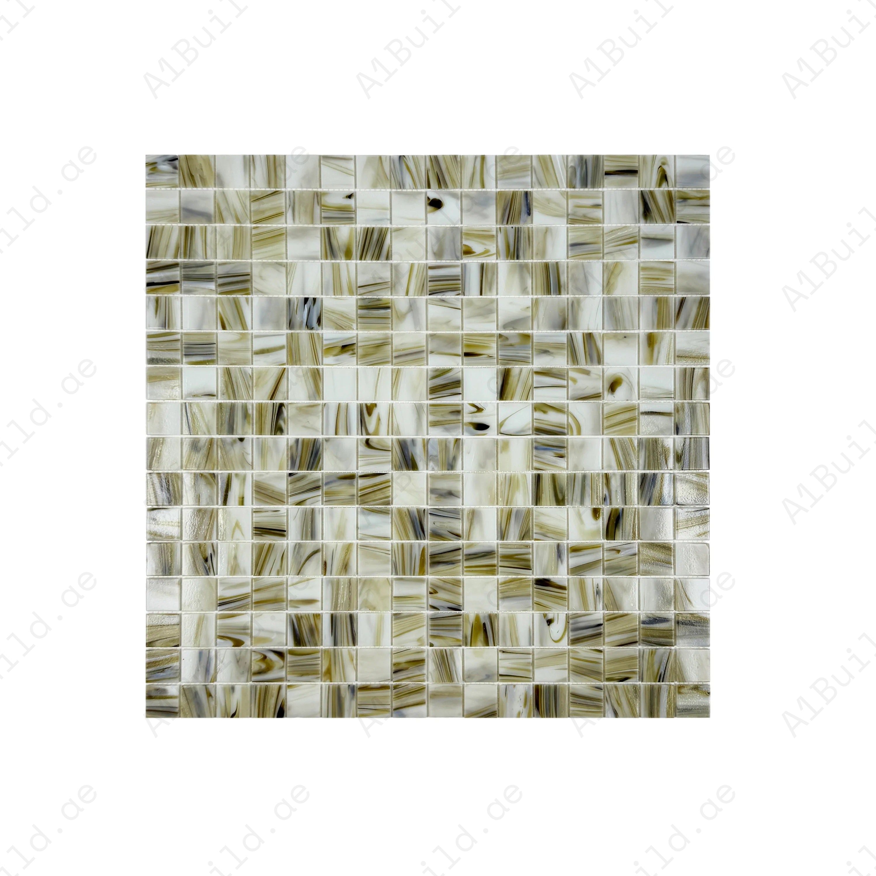 Glacial Artistry Olive, Saga Green & Milky White Glass Mosaic Tiles