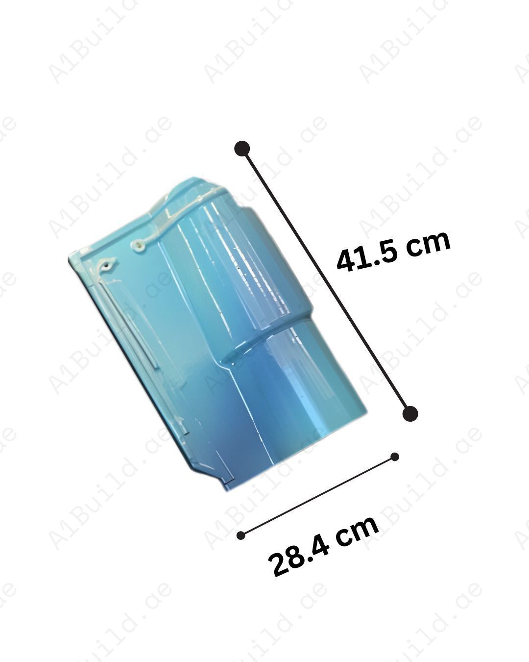 Gradient ceramic roof tile 41.5×28.4 cm. Dual-tone blue-brown design, durable, UV resistant, and ideal for designer roofing.