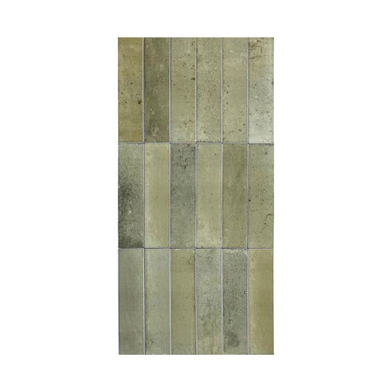 Grass Green Glossy Porcelain Tiles – elegant long-strip design, waterproof, scratch-resistant & stylish. Perfect for kitchens, bathrooms & modern interiors.