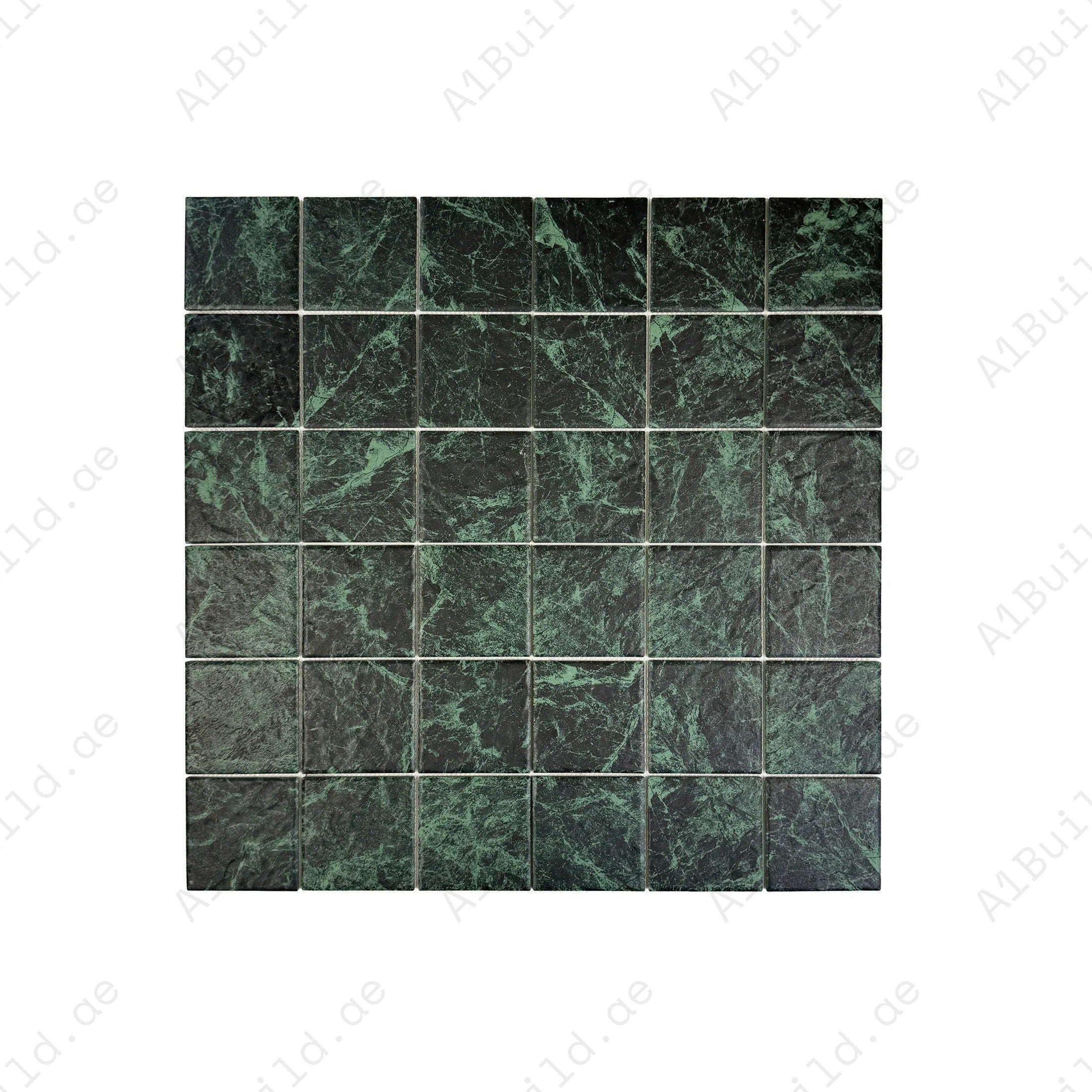 Green Big Flower marble porcelain mosaic tile for pools, spas & water features. Durable, slip-resistant, eco-friendly, perfect for Dubai luxury spaces.