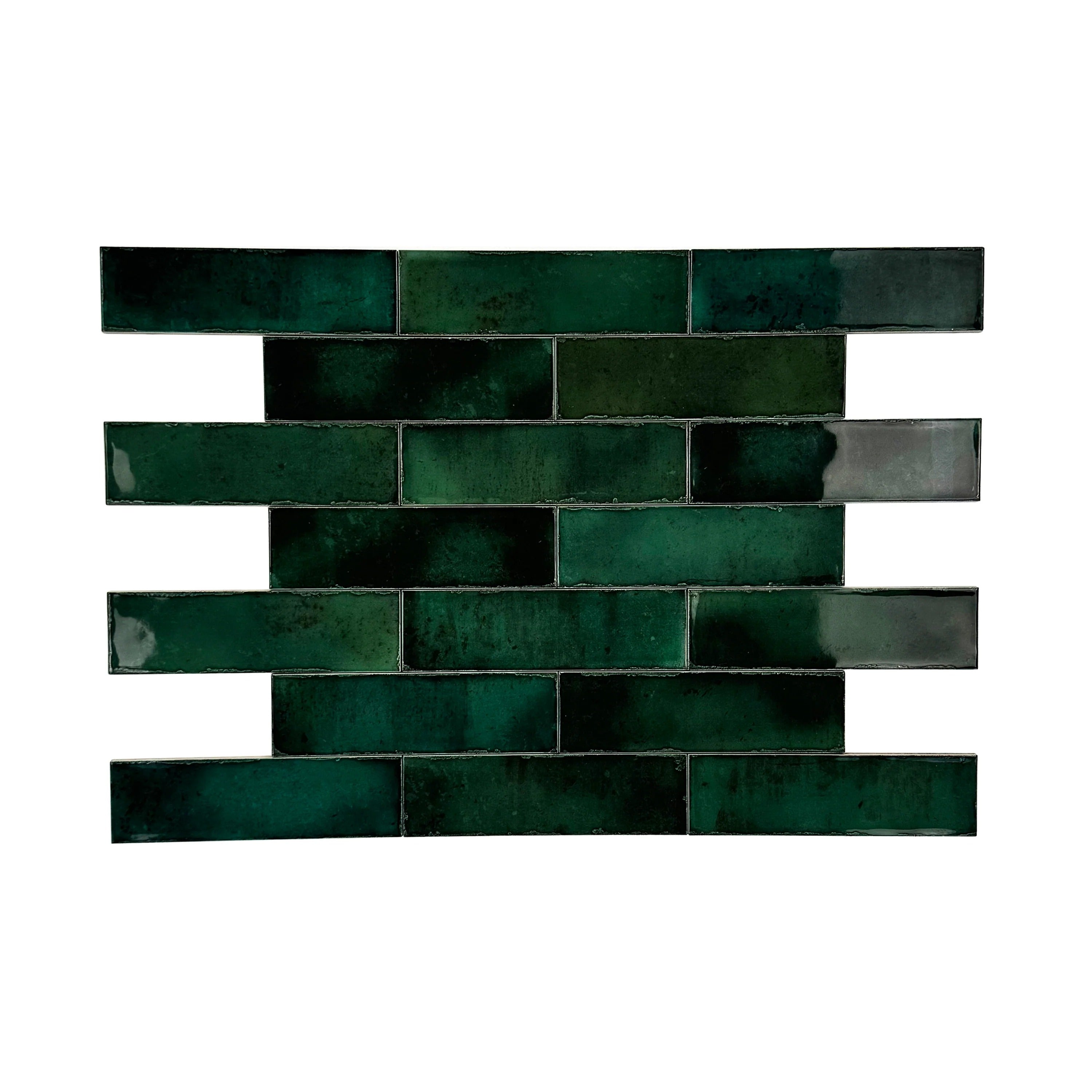 Green Glossy Glazed Ceramic Tiles – long-strip design, waterproof & scratch-resistant. Ideal for kitchens, bathrooms, backsplashes & modern interiors.