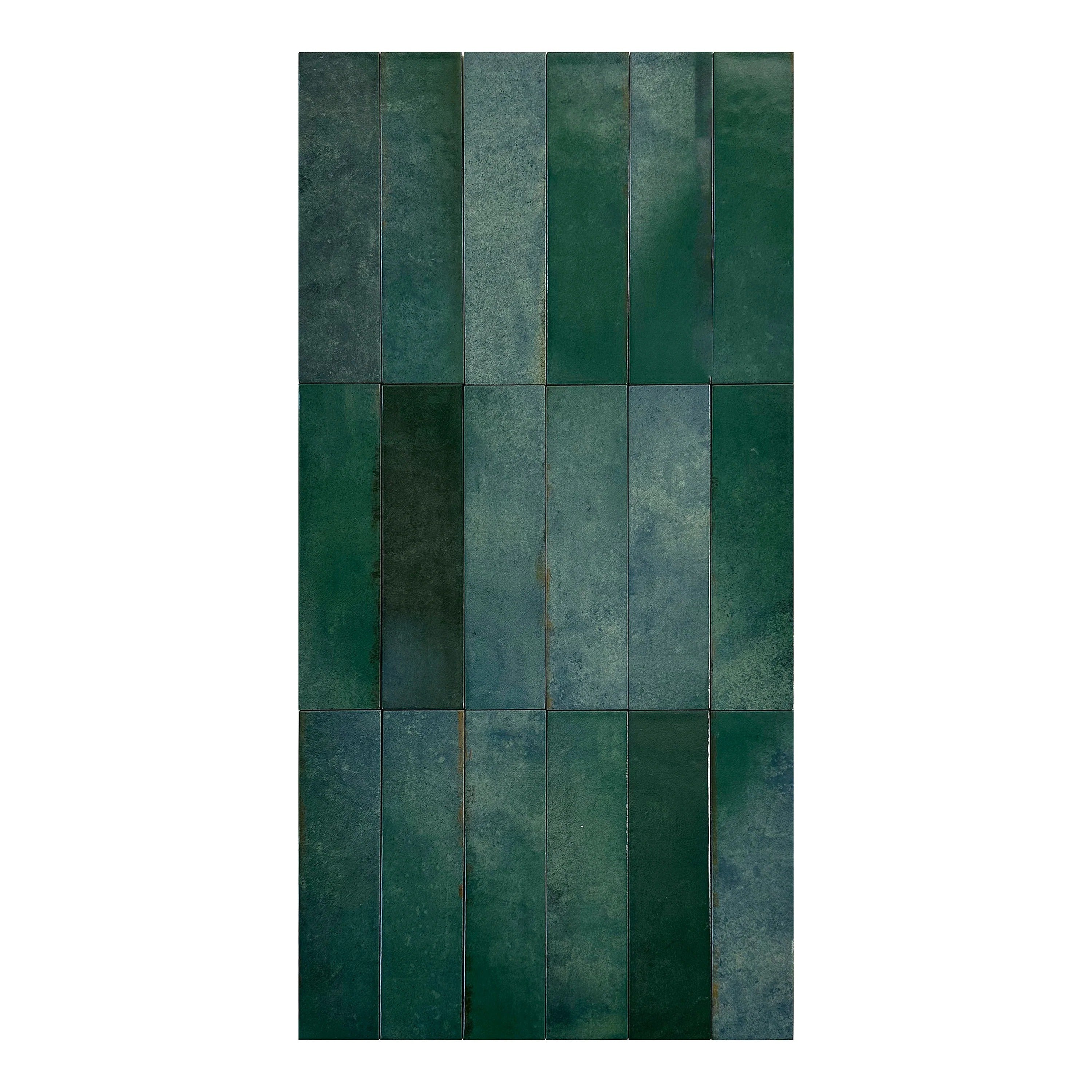 Green Glossy Porcelain Tiles – long-strip design, waterproof, scratch & mold-resistant. Perfect for kitchens, bathrooms, floors, walls & modern interiors.