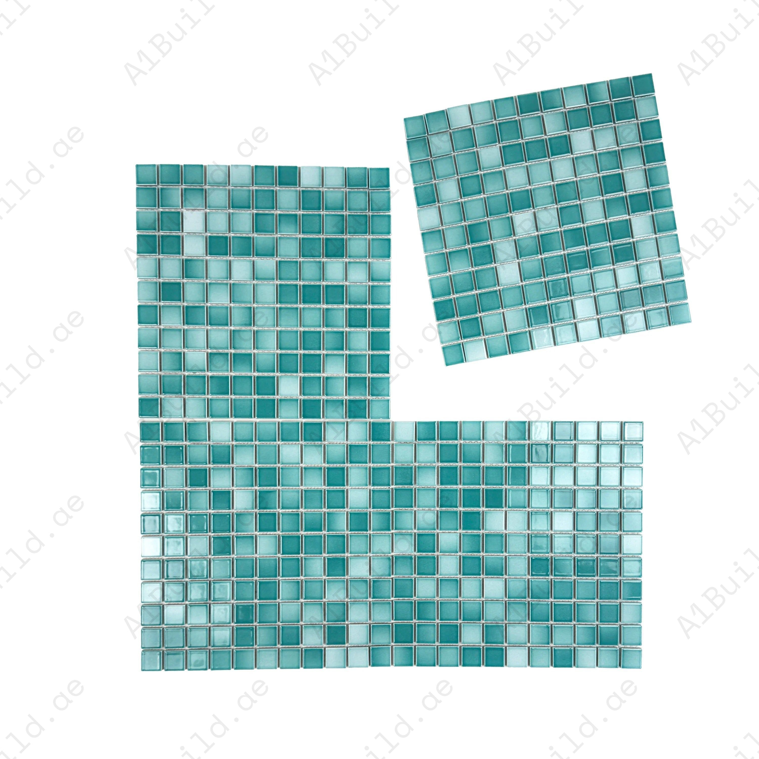 Green crystalline glazed porcelain mosaic for pools, spas, and walls. Durable, slip-resistant, waterproof, eco-friendly & perfect for Dubai luxury projects.