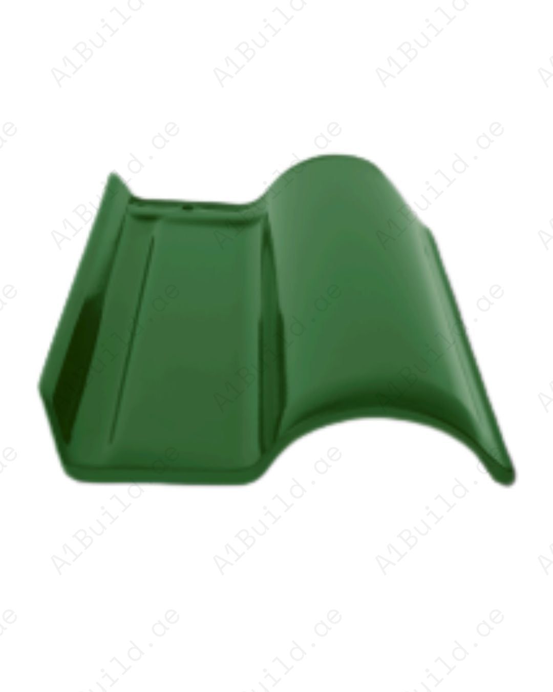 Green curved ceramic roof tile 42×27 cm, 2.8kg, 12/m². Long-lasting color, weather-resistant design, elegant natural look.