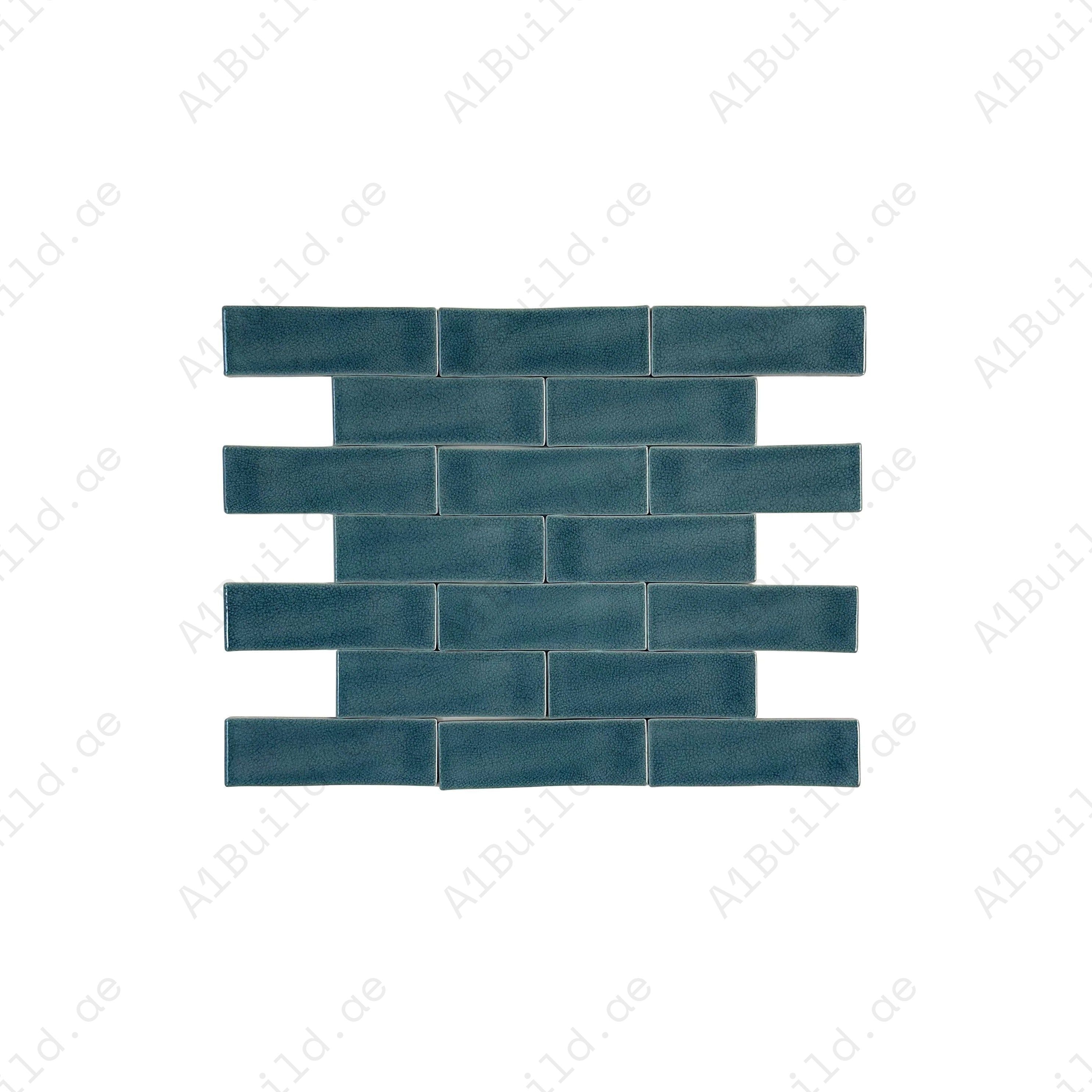 Grey Green Glossy Crackle Porcelain Tiles – long-strip design, waterproof & scratch-resistant. Ideal for kitchens, bathrooms, walls & modern interiors.