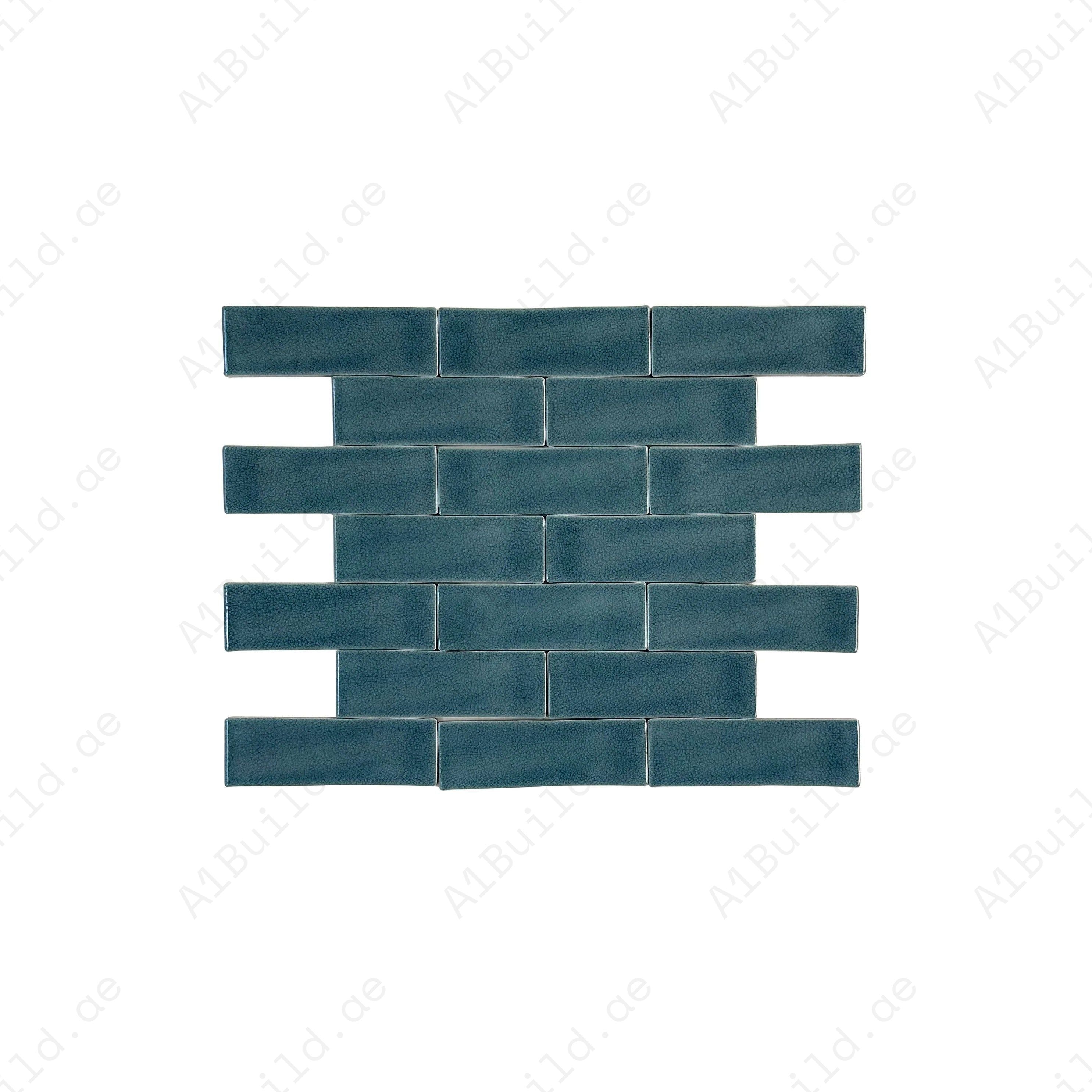 Grey Green Glossy Crackle Porcelain Tiles – long-strip design, waterproof & scratch-resistant. Ideal for kitchens, bathrooms, walls & modern interiors.