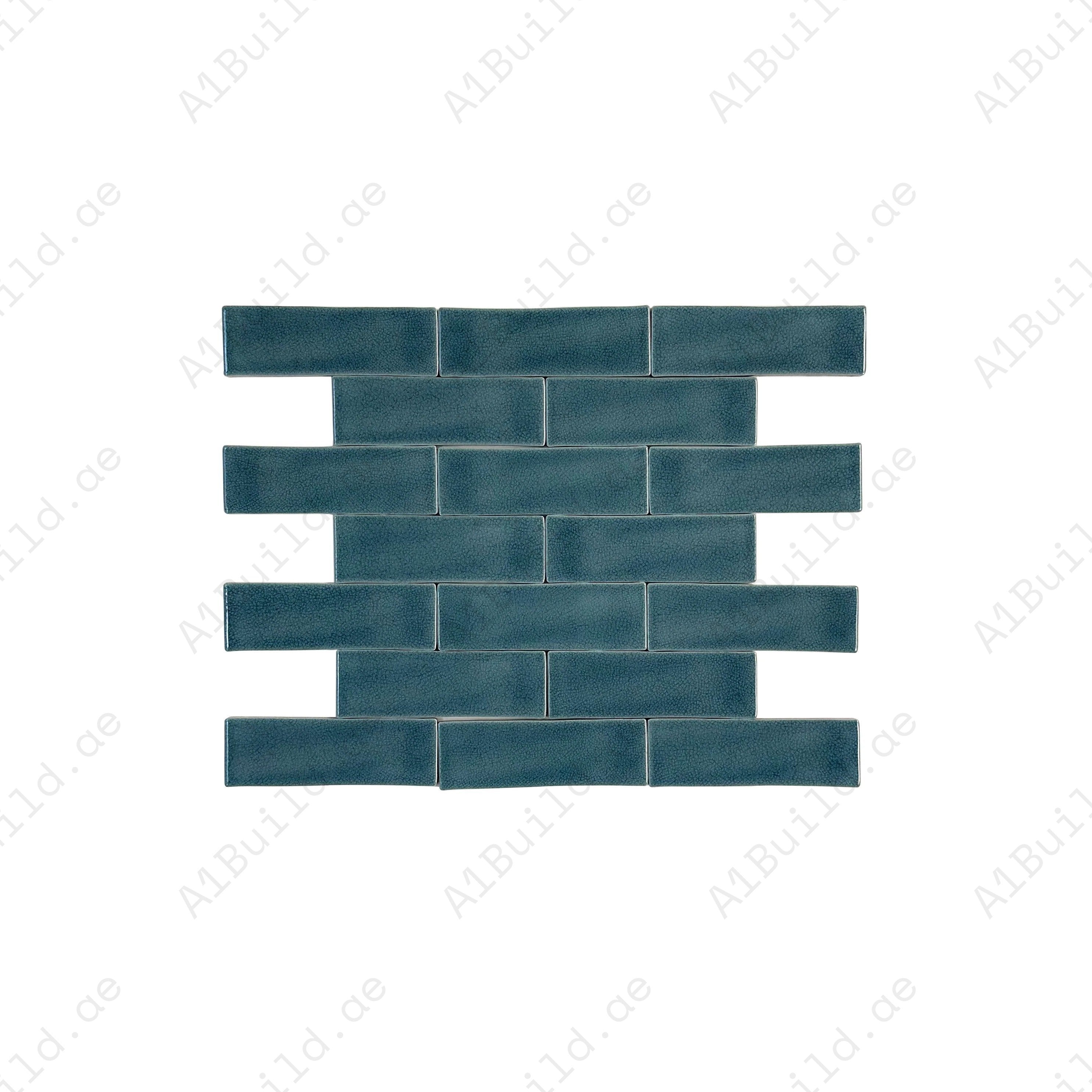 Grey Green Glossy Crackle Porcelain Tiles – long-strip design, waterproof & scratch-resistant. Ideal for kitchens, bathrooms, walls & modern interiors.