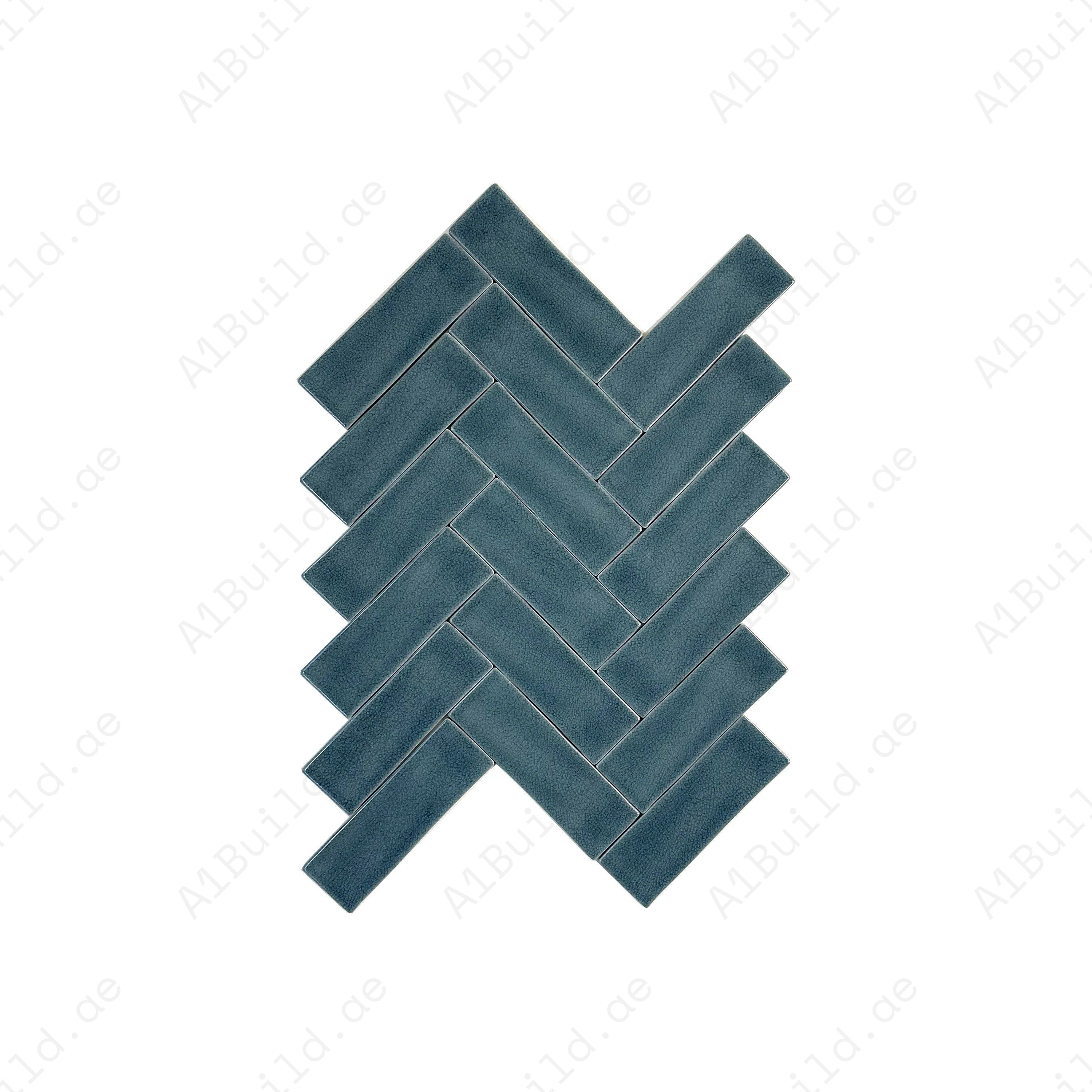 Grey Green Glossy Crackle Porcelain Tiles – long-strip design, waterproof & scratch-resistant. Ideal for kitchens, bathrooms, walls & modern interiors.