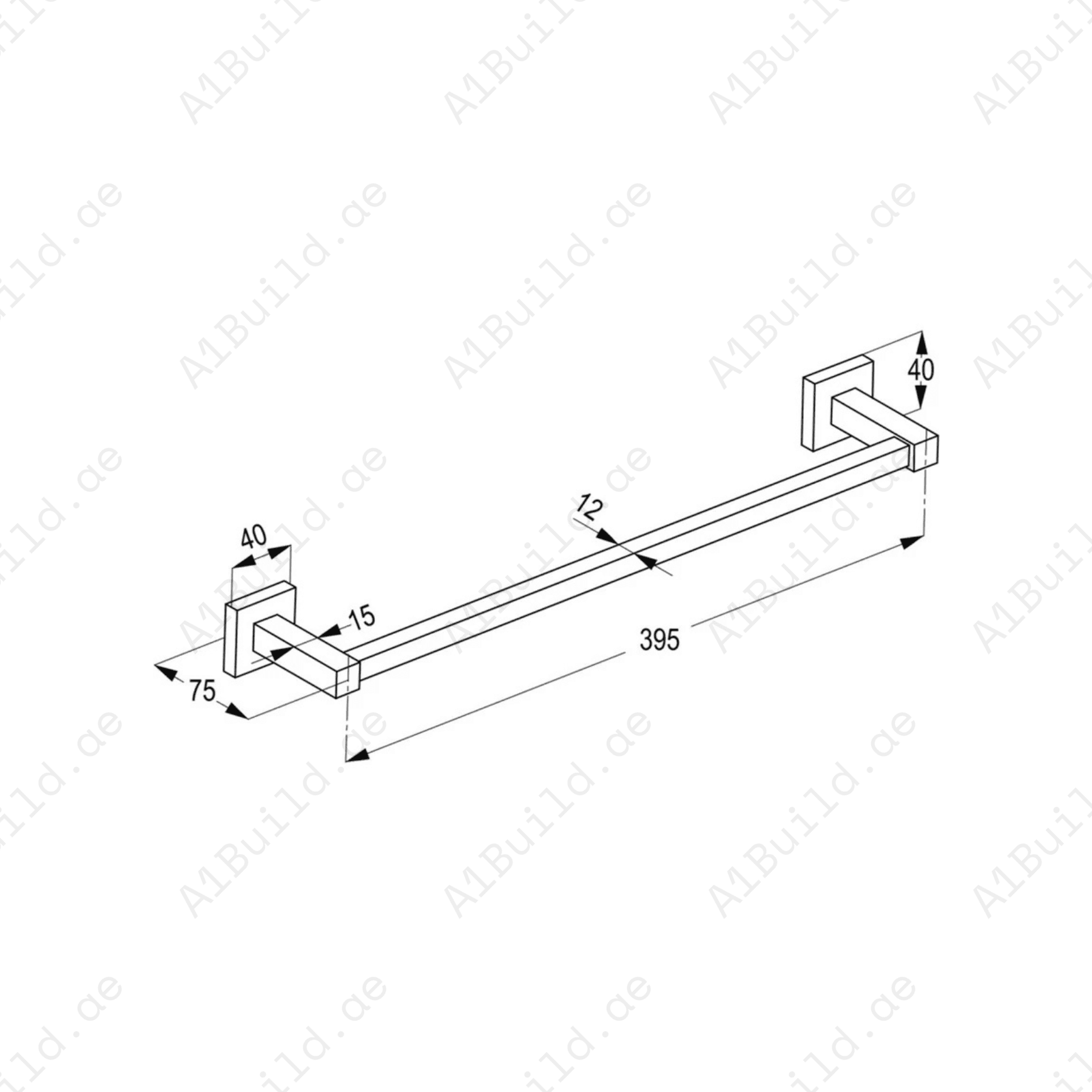 HARMONY Single Towel Bar 440 mm in Chrome | Wall Fastening with Screws
