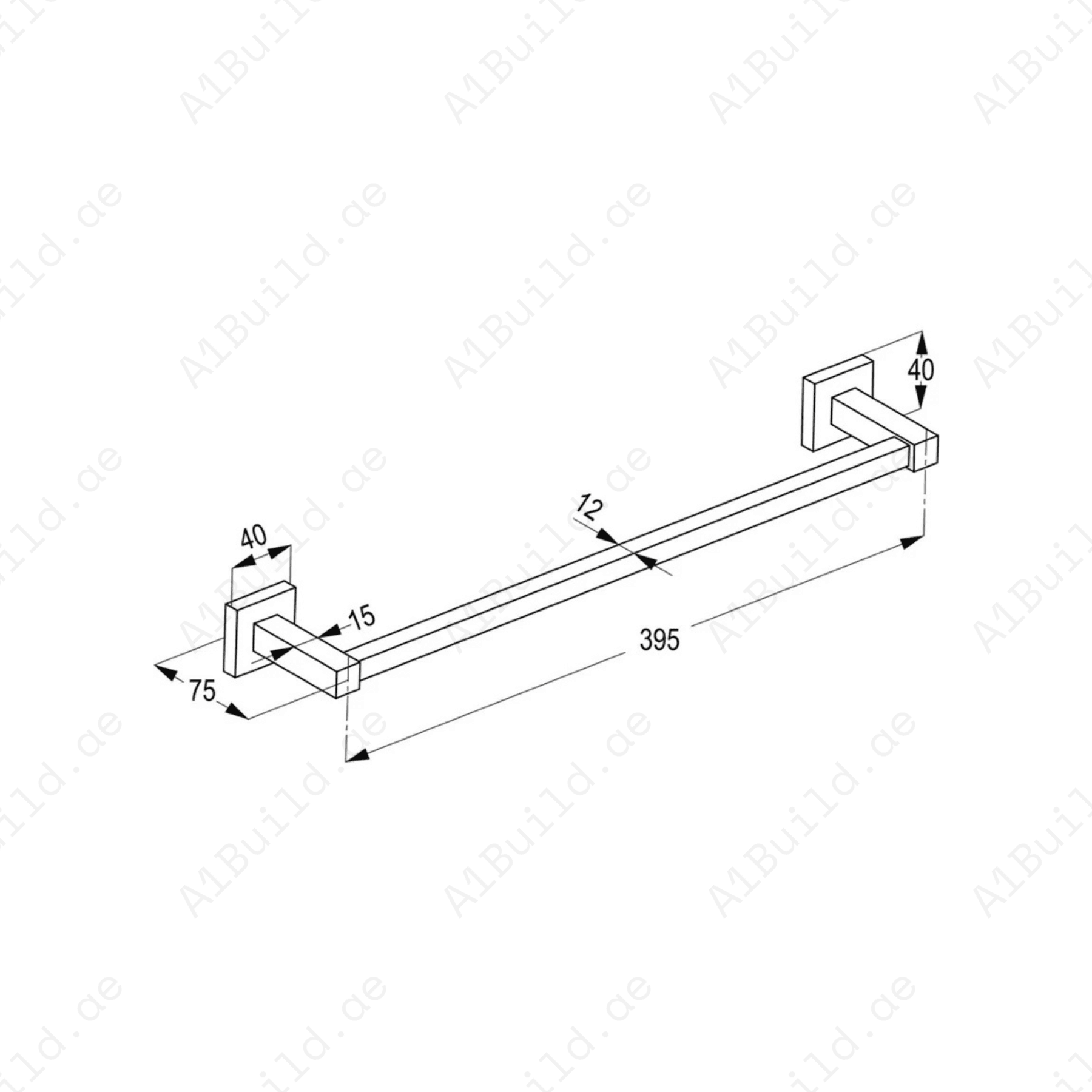 HARMONY Single Towel Bar 440 mm in Chrome | Wall Fastening with Screws