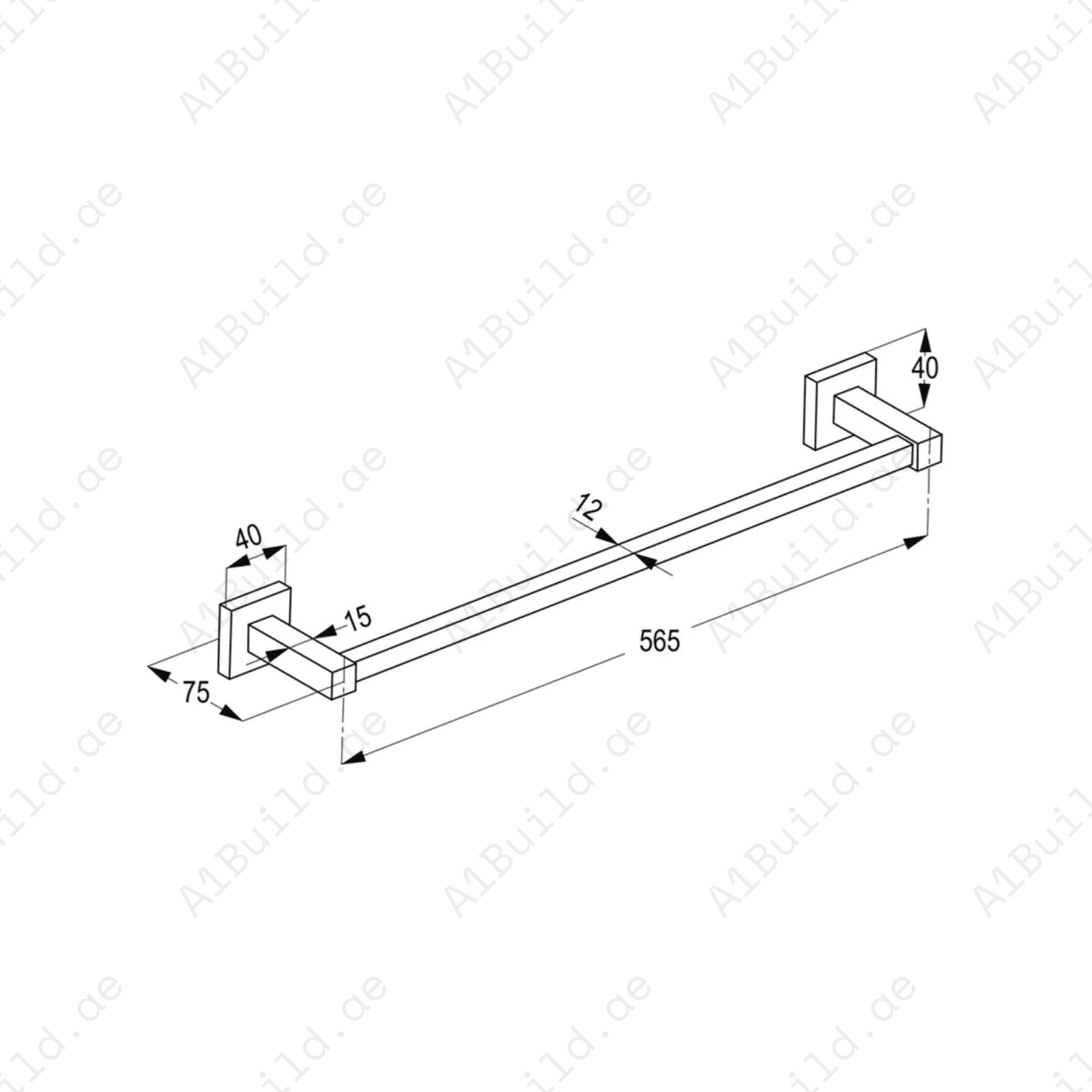 HARMONY 610mm Single Towel Bar in Chrome | Wall Fastening with Screws