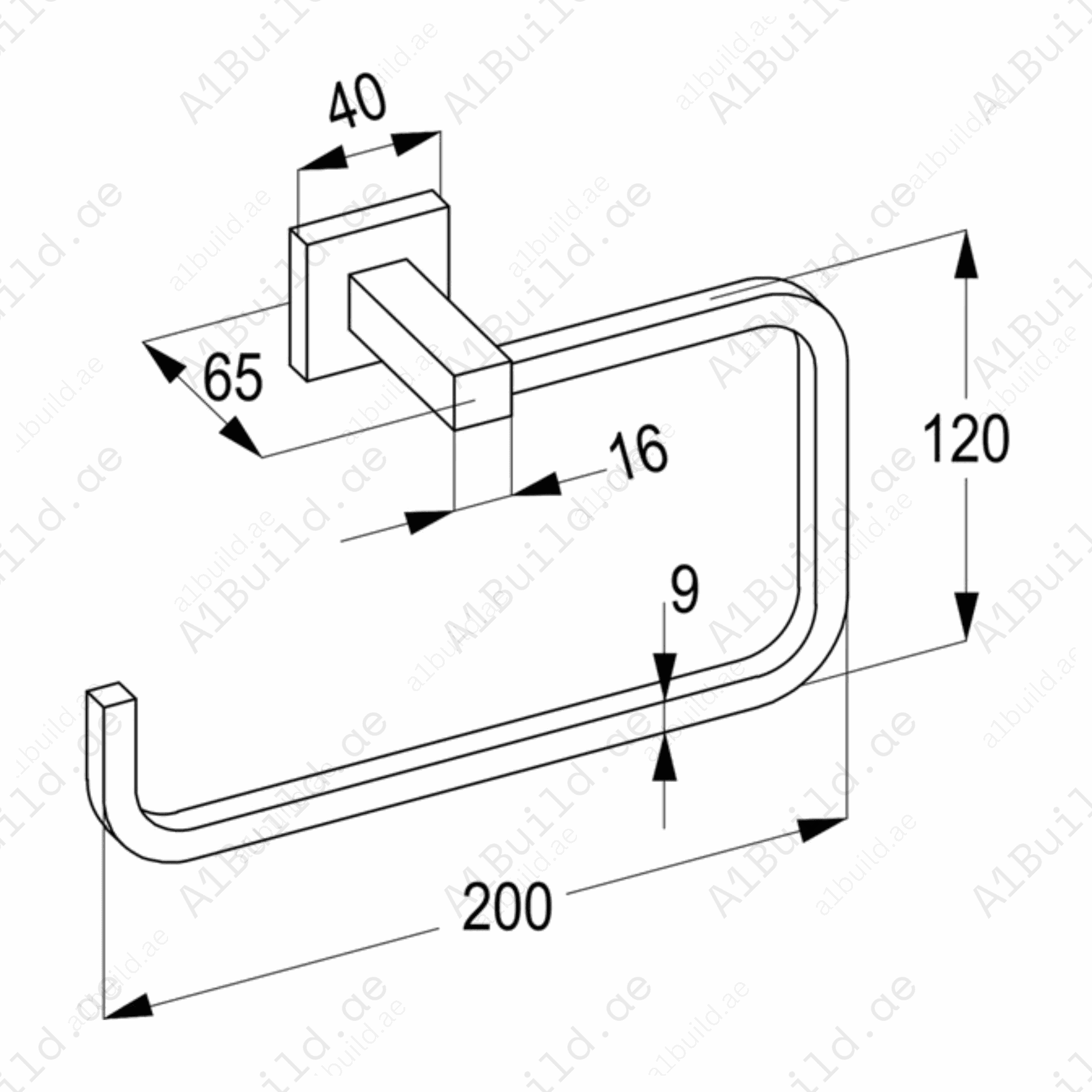 HarmonyTowelRing_Rectangular_ChromeFinishwithWallFastening_3