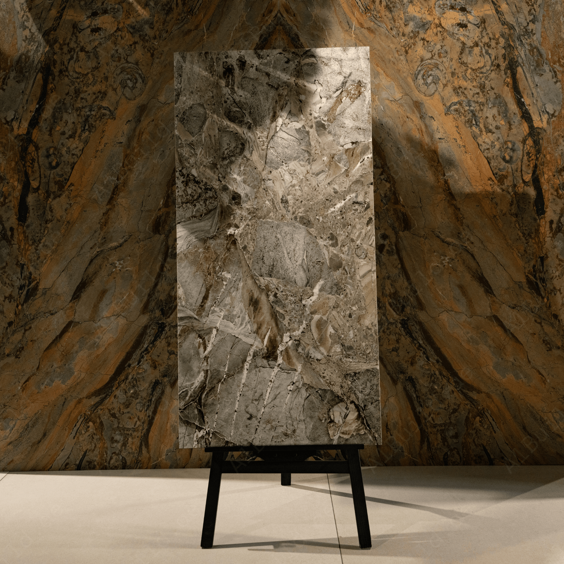 Harvest Grey (60x120cm, 09mm) tiles boast a Random Glitter on Matt Special Finish, combining a sophisticated grey tone with a delicate shimmer. Ideal for indoor floors and walls, these tiles bring a modern elegance and subtle sparkle to any space, perfect for those who seek understated luxury.