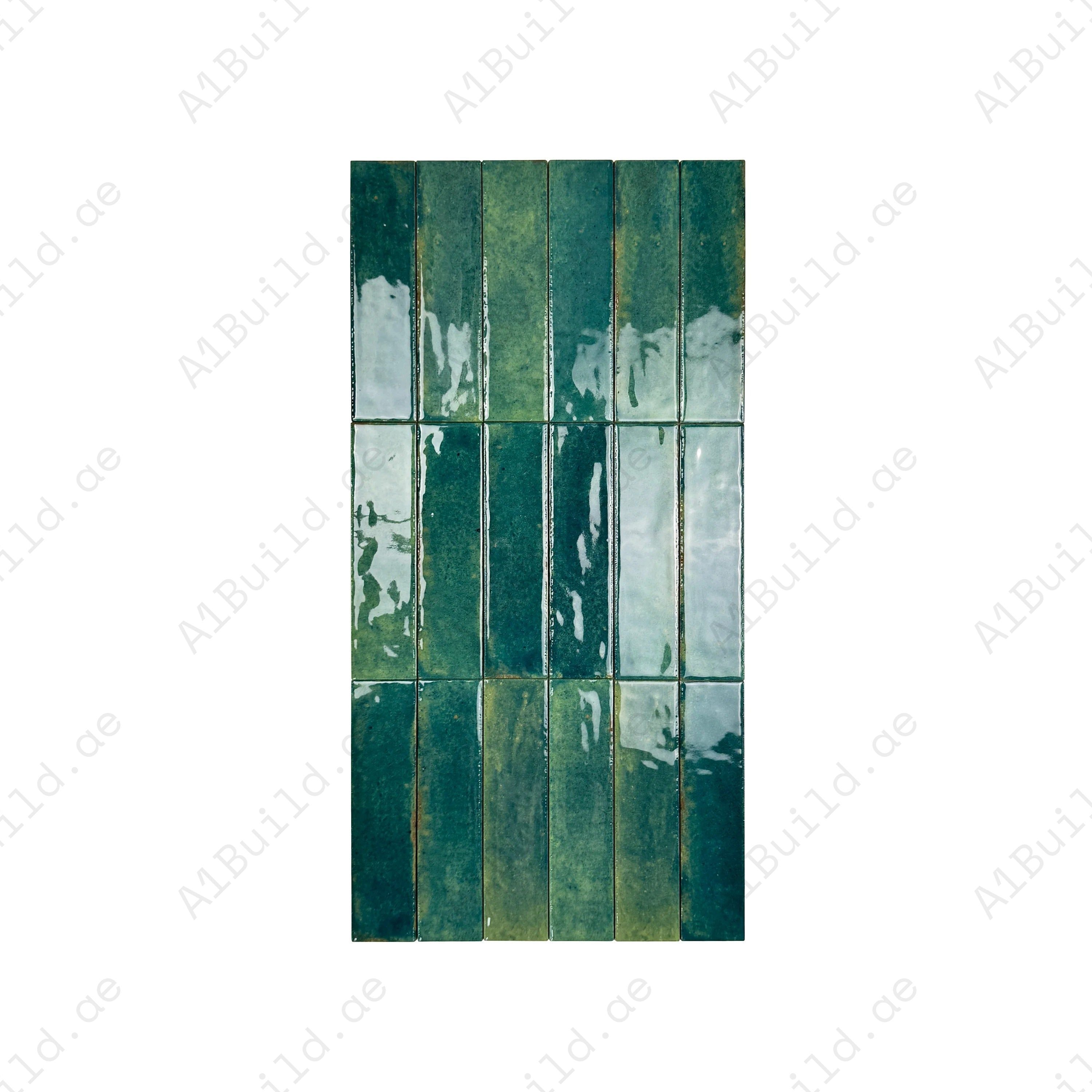 Himalayan Serenity Dark Blue Green Glossy Porcelain Tiles – 60x240mm, waterproof, mold & scratch-resistant. Ideal for kitchens, bathrooms, floors & walls.