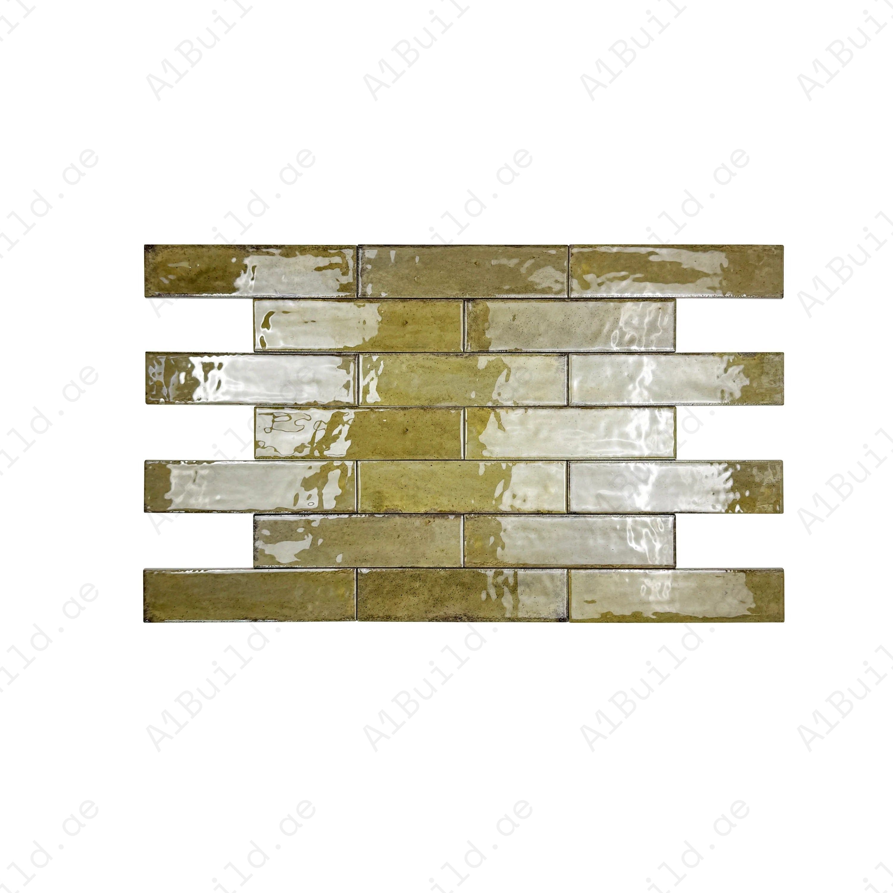 Himalayan Serenity Leaf Green Glossy Porcelain Tile – durable, water- and scratch-resistant, ideal for indoor/outdoor walls, floors, kitchens & bathrooms.
