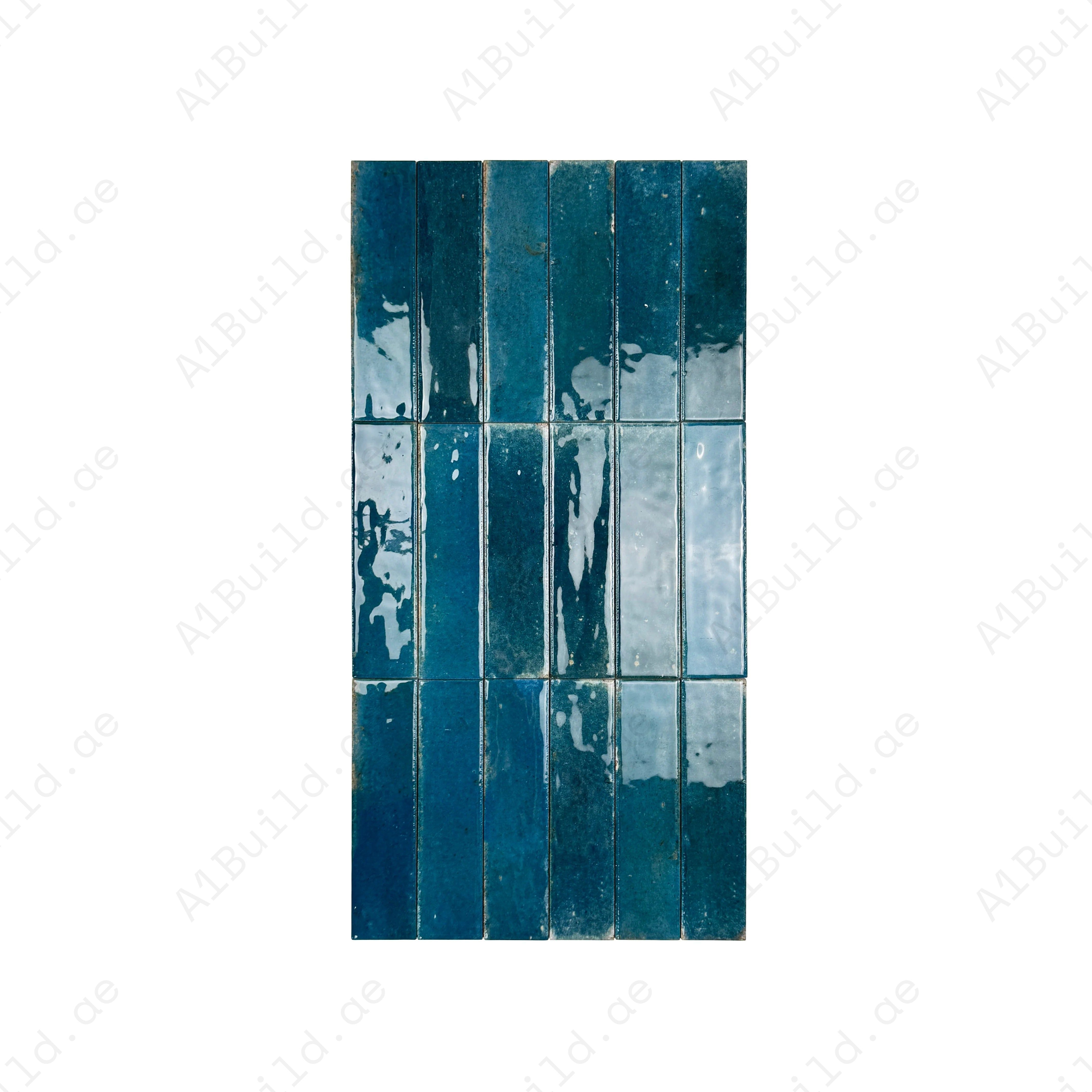 Himalayan Serenity Sapphire Blue Glossy Porcelain Tiles – 60x240mm, waterproof, mold & scratch-resistant. Perfect for kitchens, bathrooms, floors, walls & more.