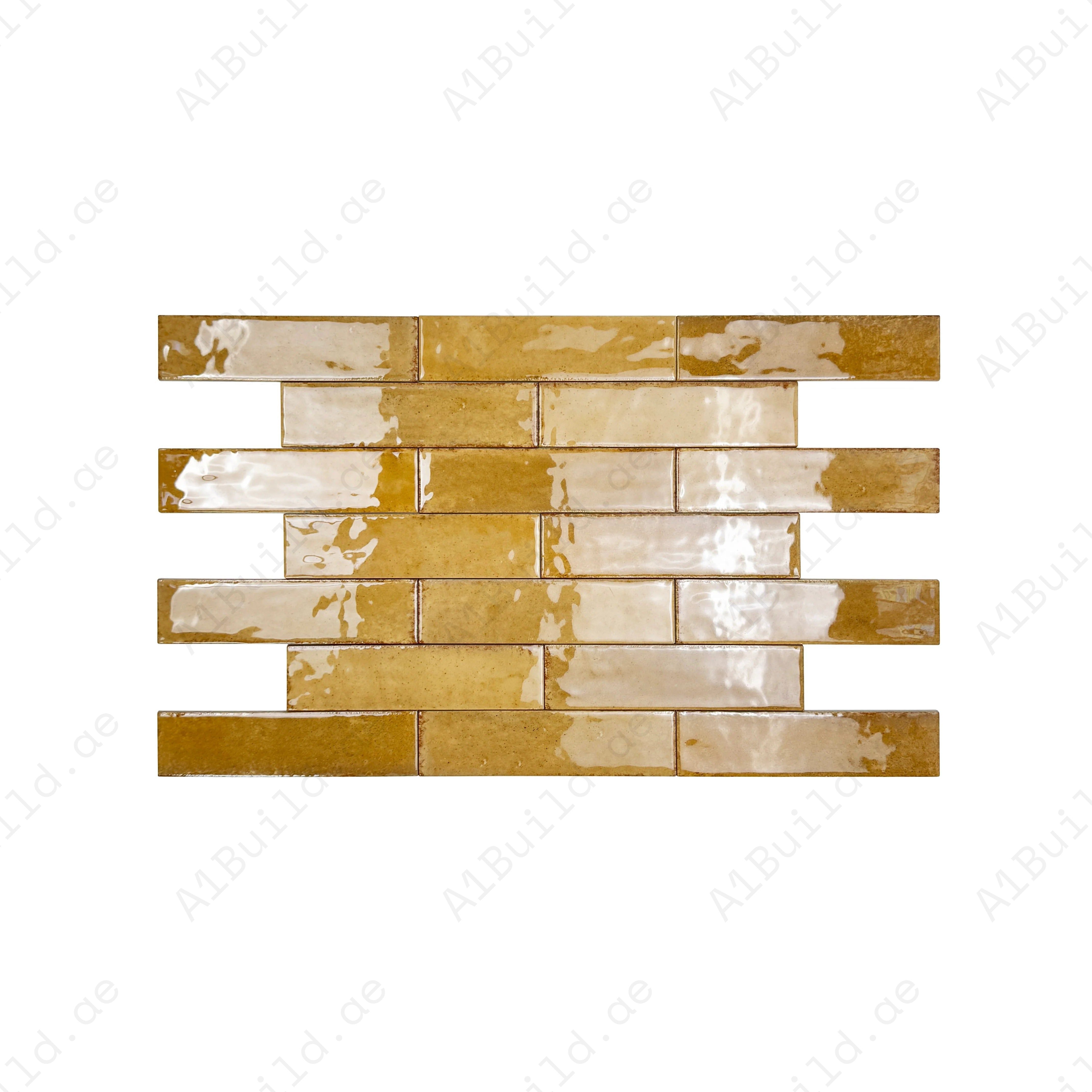 Himalayan Serenity Walnut Brown Glossy Porcelain Tile Perfect for indoor & outdoor, kitchen backsplashes, bathrooms; durable, waterproof, scratch-resistant.