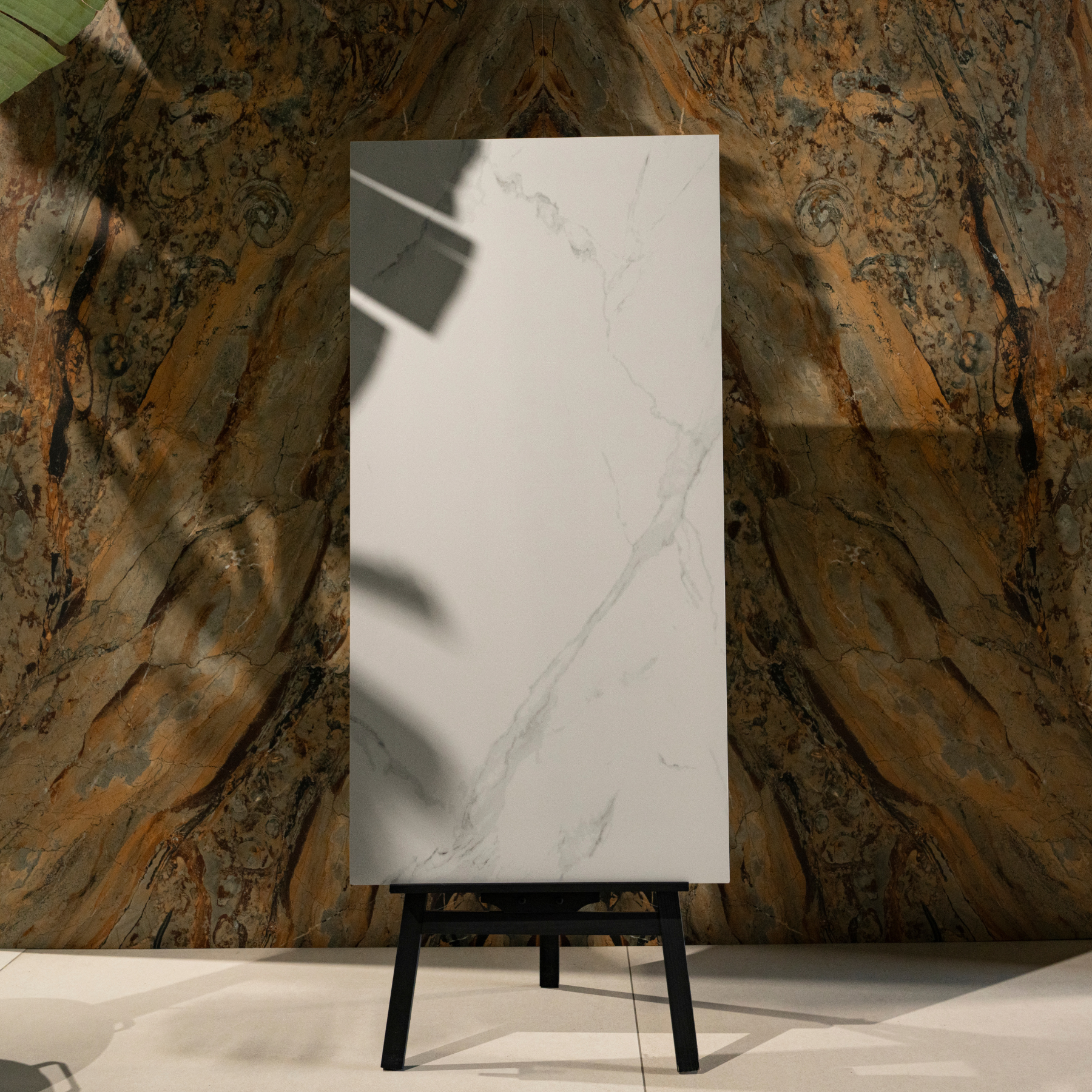 Imperial Bianco porcelain tile 60x120cm with 9mm thickness features a luxury marble look, durable porcelain body, ideal for floors and walls.