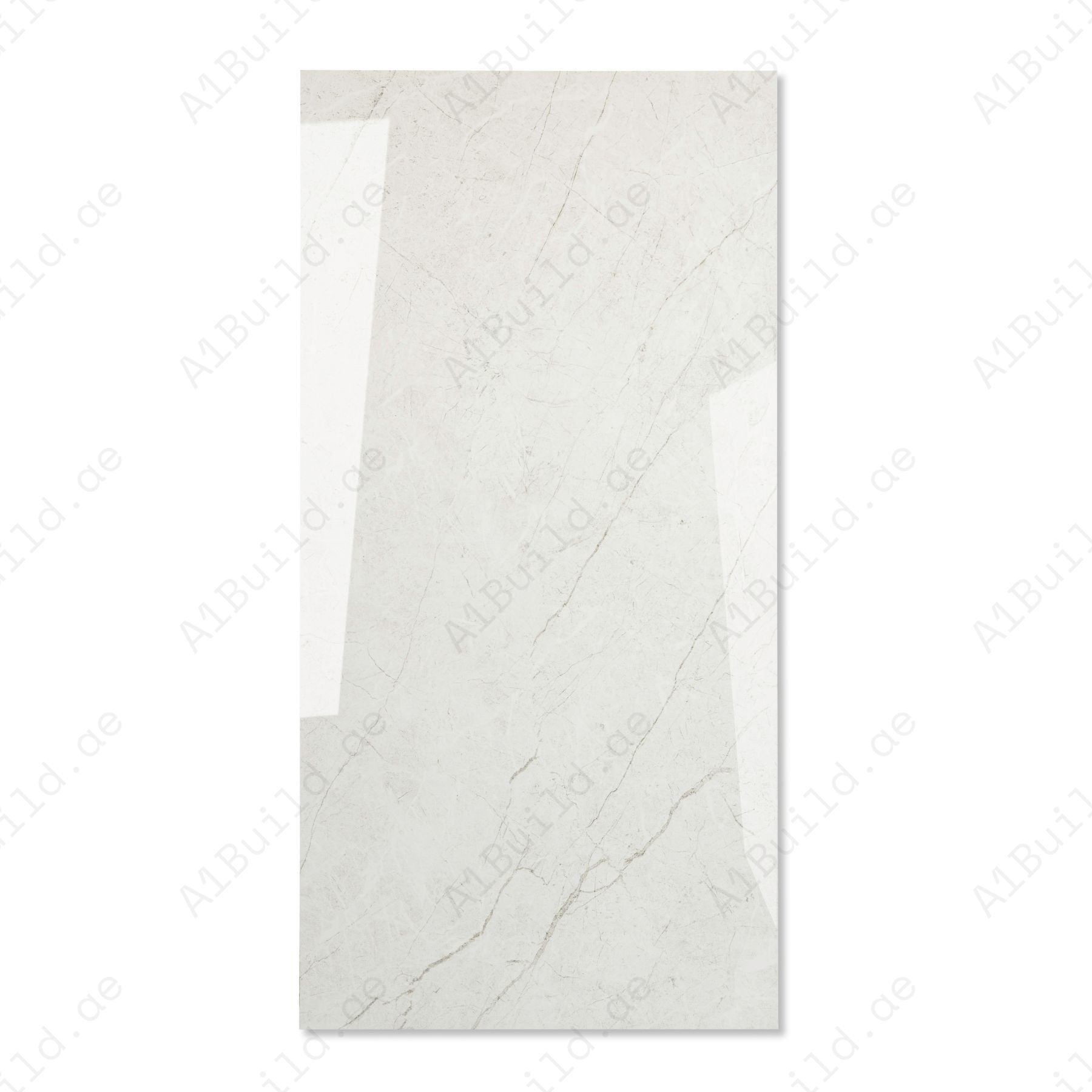 Iris Bianco glossy marble effect porcelain tile 60x120cm with 9mm thickness delivers refined veining and a bright polished finish.