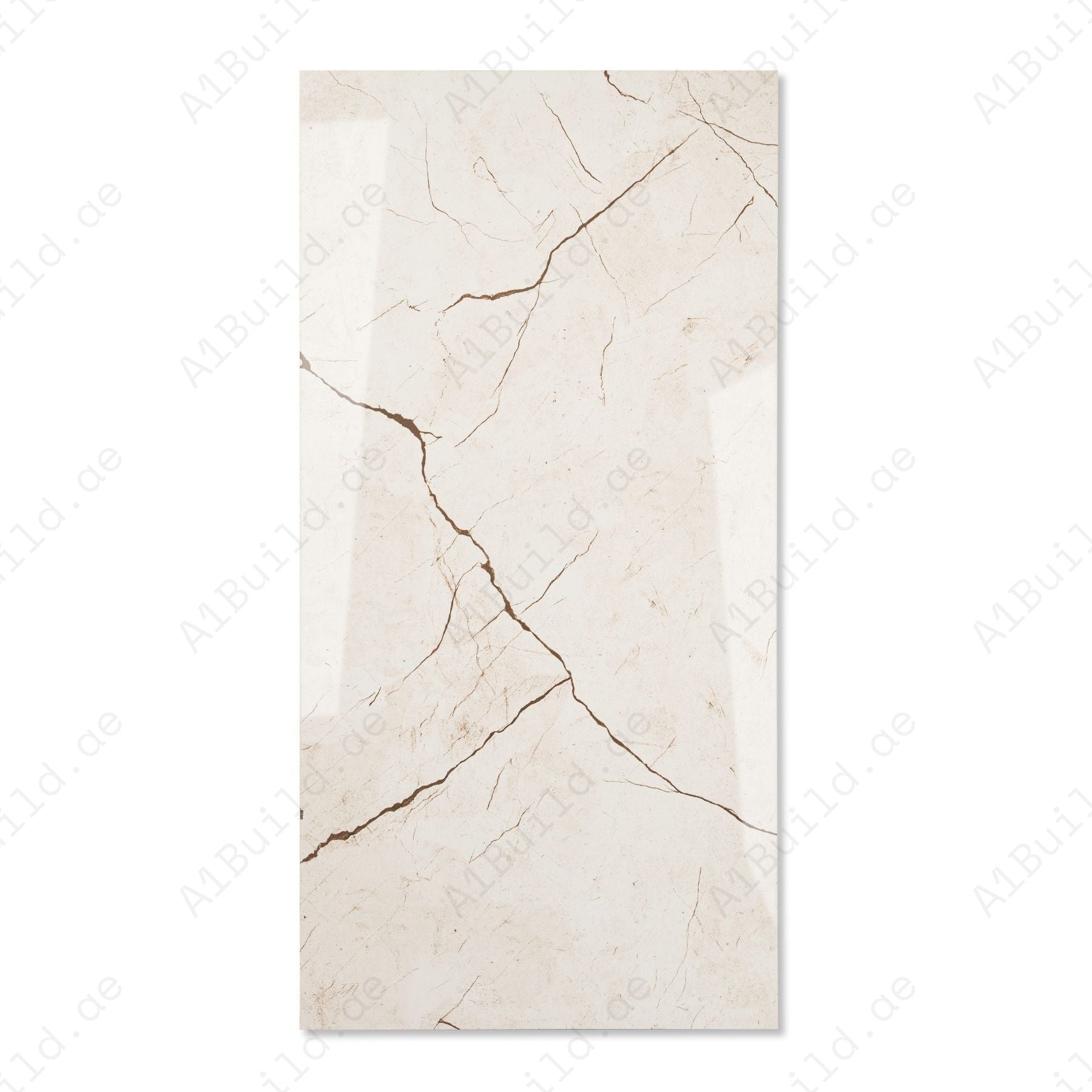 Ivory Marble glossy porcelain tile 60x120cm with 9mm thickness features warm ivory base, subtle beige veining and polished finish.