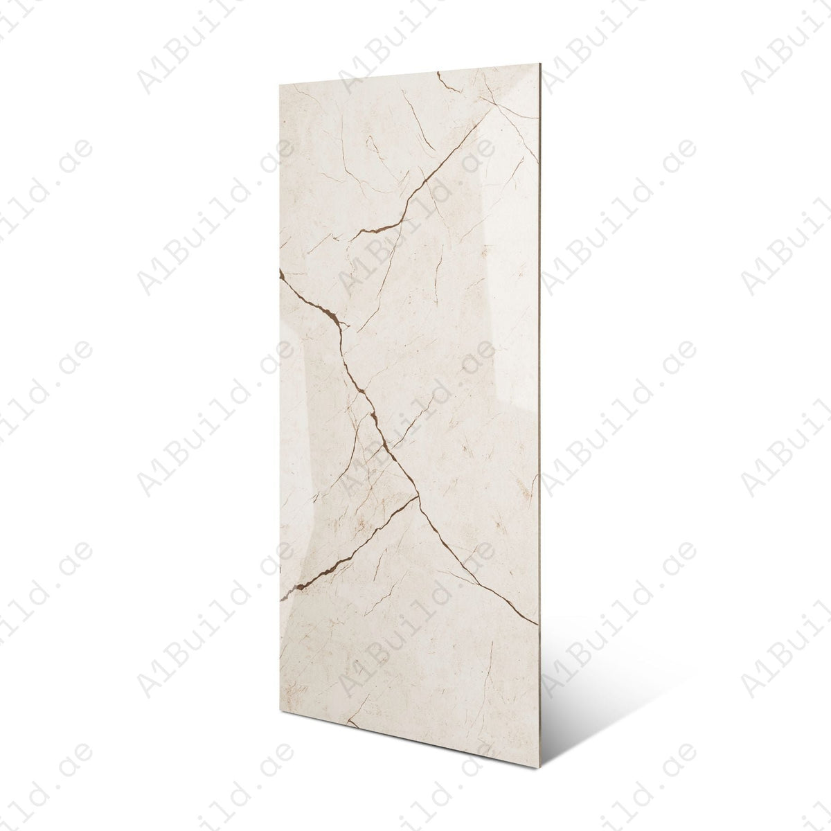 Ivory Marble glossy porcelain tile 60x120cm with 9mm thickness features warm ivory base, subtle beige veining and polished finish.