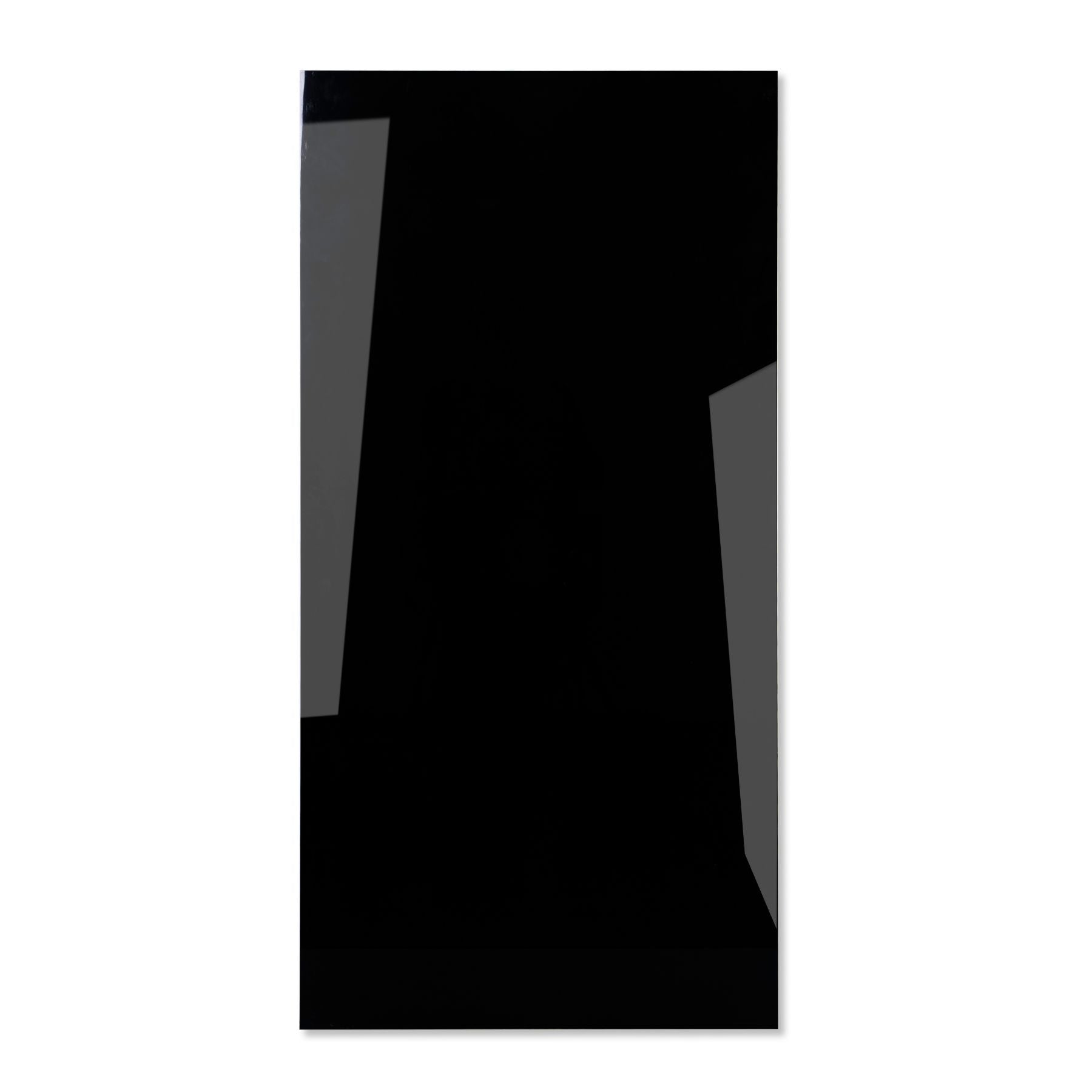 Jet Black glossy porcelain tile 60x120cm with 9mm thickness features deep solid black tone and polished luxury finish for modern interiors.