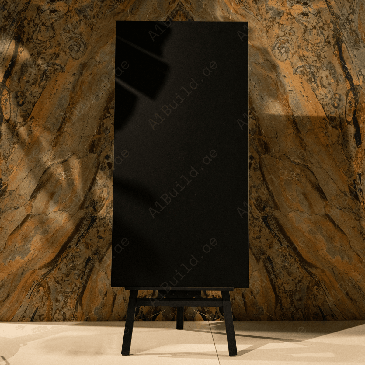 Jet Black porcelain tile 60x120cm with 9mm thickness, bold marble look, durable porcelain, ideal for floors and walls.