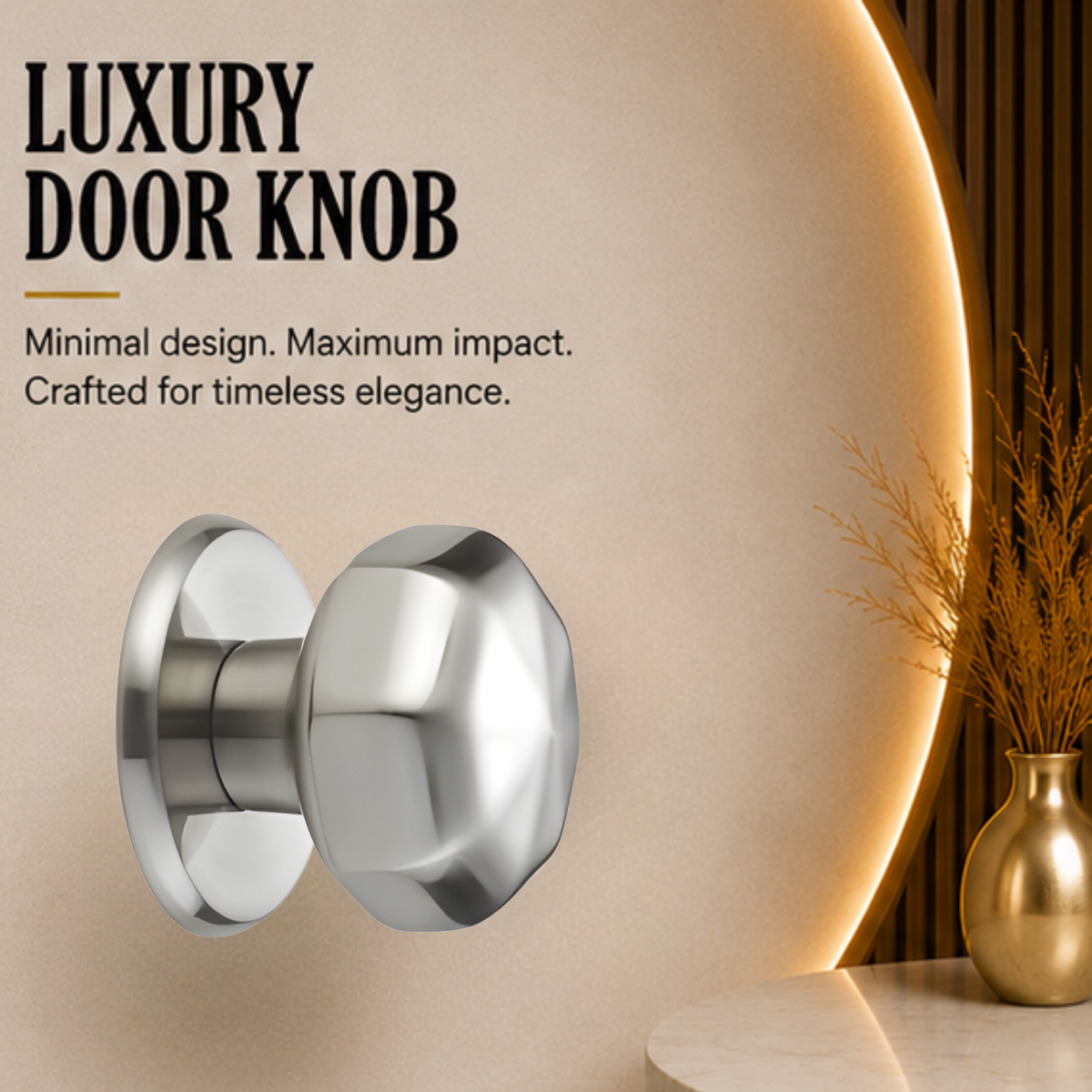 KN.G22.SN premium ball lock door knob in Satin Nickel. 60 mm knob, 68 mm projection and a 79 mm round rose. Designed for elegant interiors, comfortable grip and reliable everyday performance.