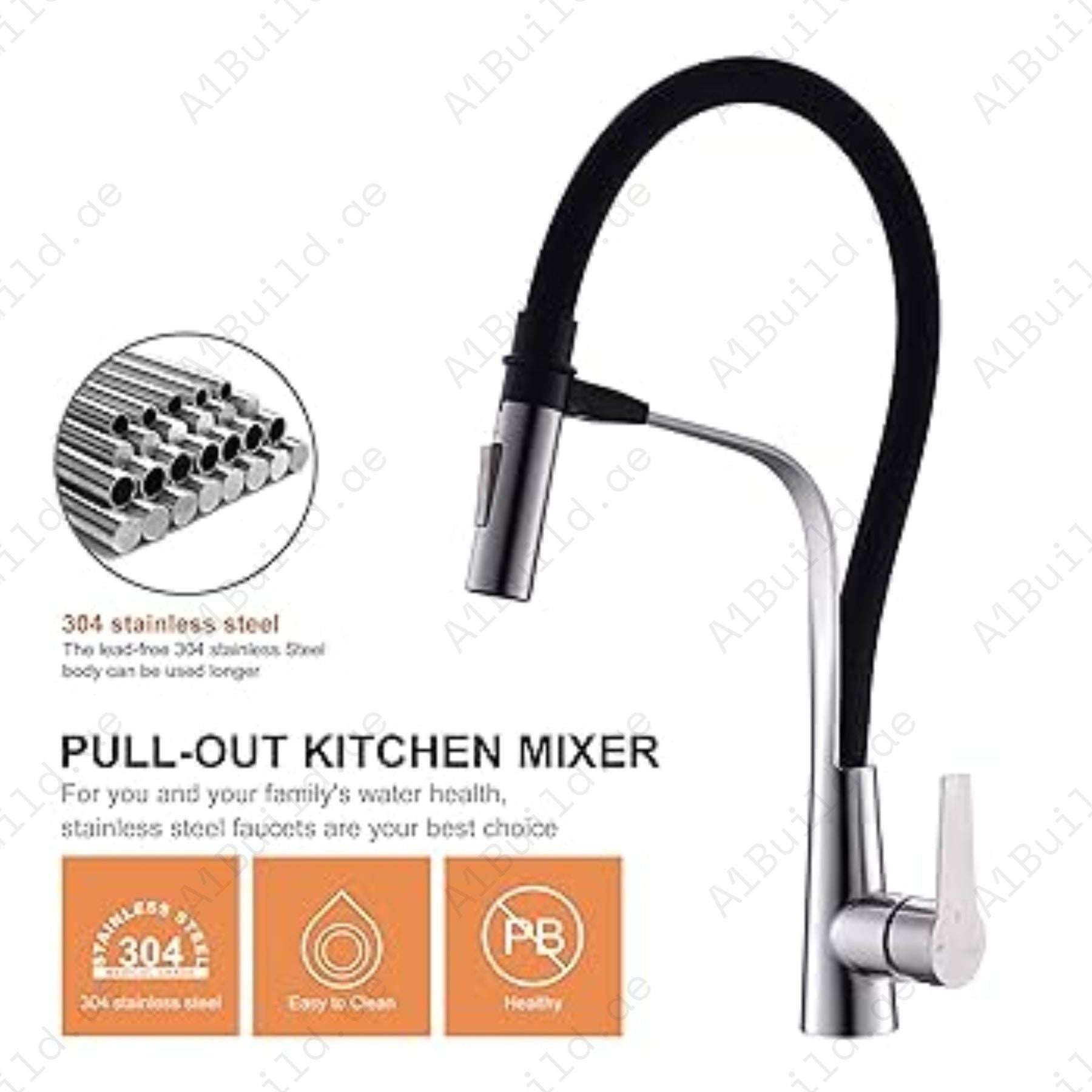 Kitchen Mixer With Flexible Spout (Premium Chrome 100% made in Germany)
