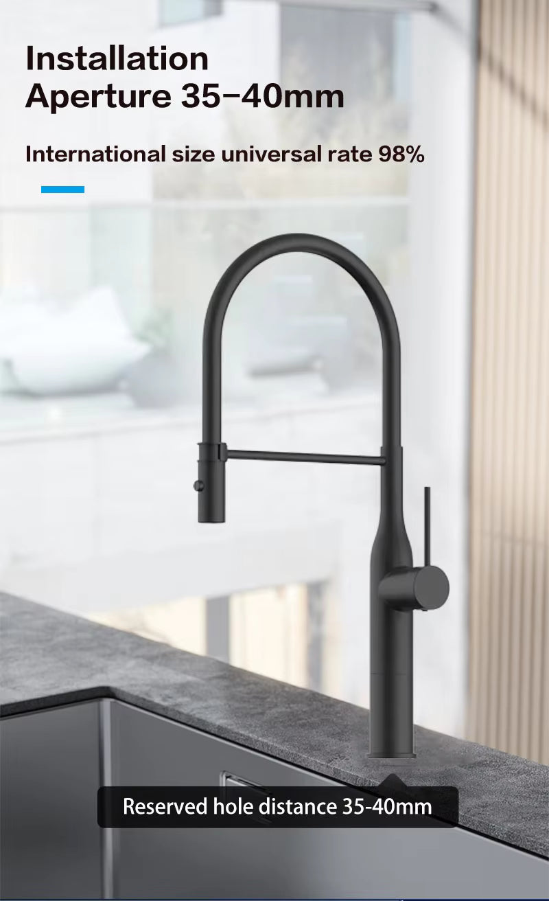 Kitchen Mixer With Flexible Spout (Premium Matte Black 100% made in Germany)