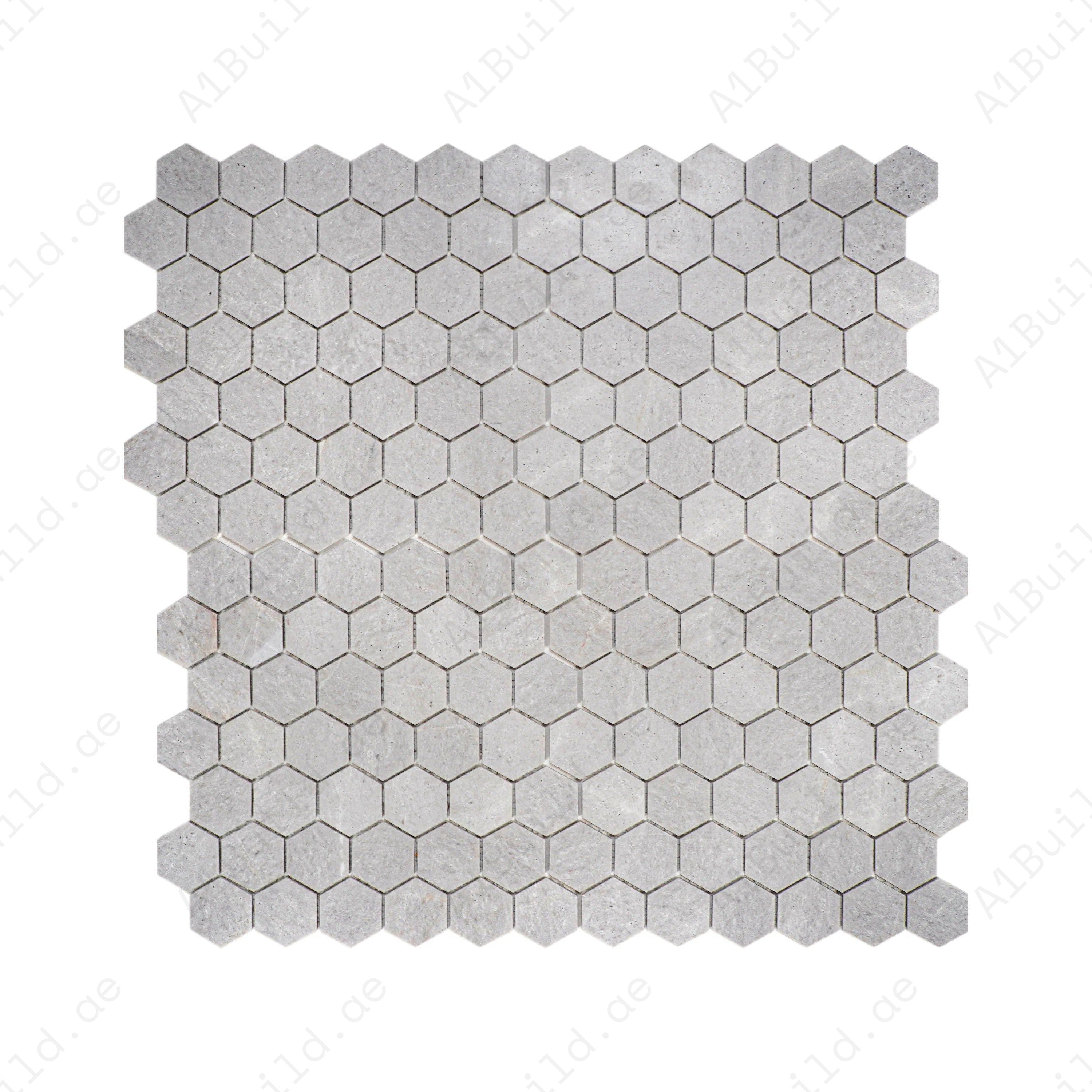 Kwong Sal White Travertine Hexagon Marble Mosaic, 48x48x6mm, honed finish, 18 pcs/box, 1.64 Sqm/Box – ideal for luxurious walls, backsplashes, interiors