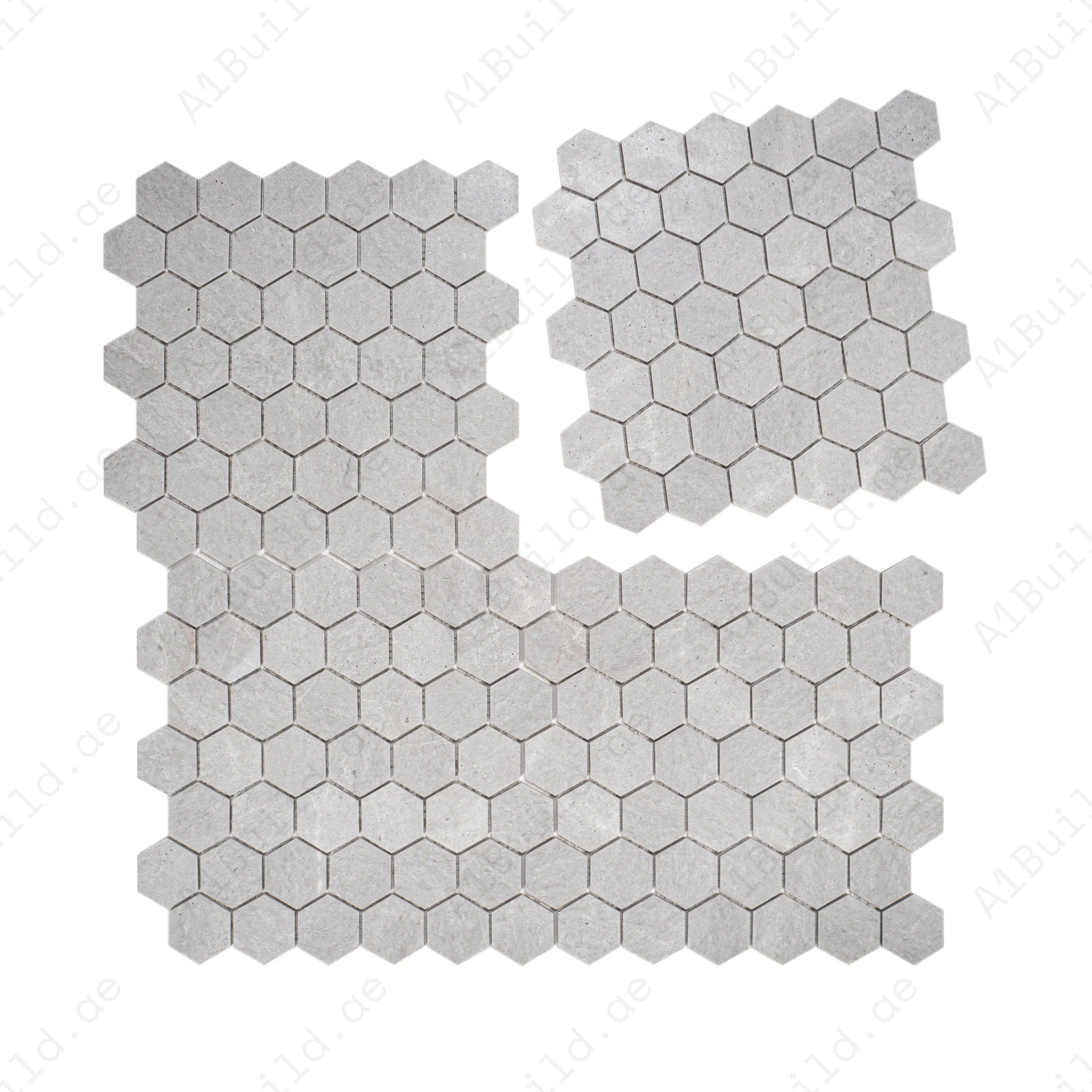 Kwong Sal White Travertine Hexagon Marble Mosaic, 48x48x6mm, honed finish, 18 pcs/box, 1.64 Sqm/Box – ideal for luxurious walls, backsplashes, interiors