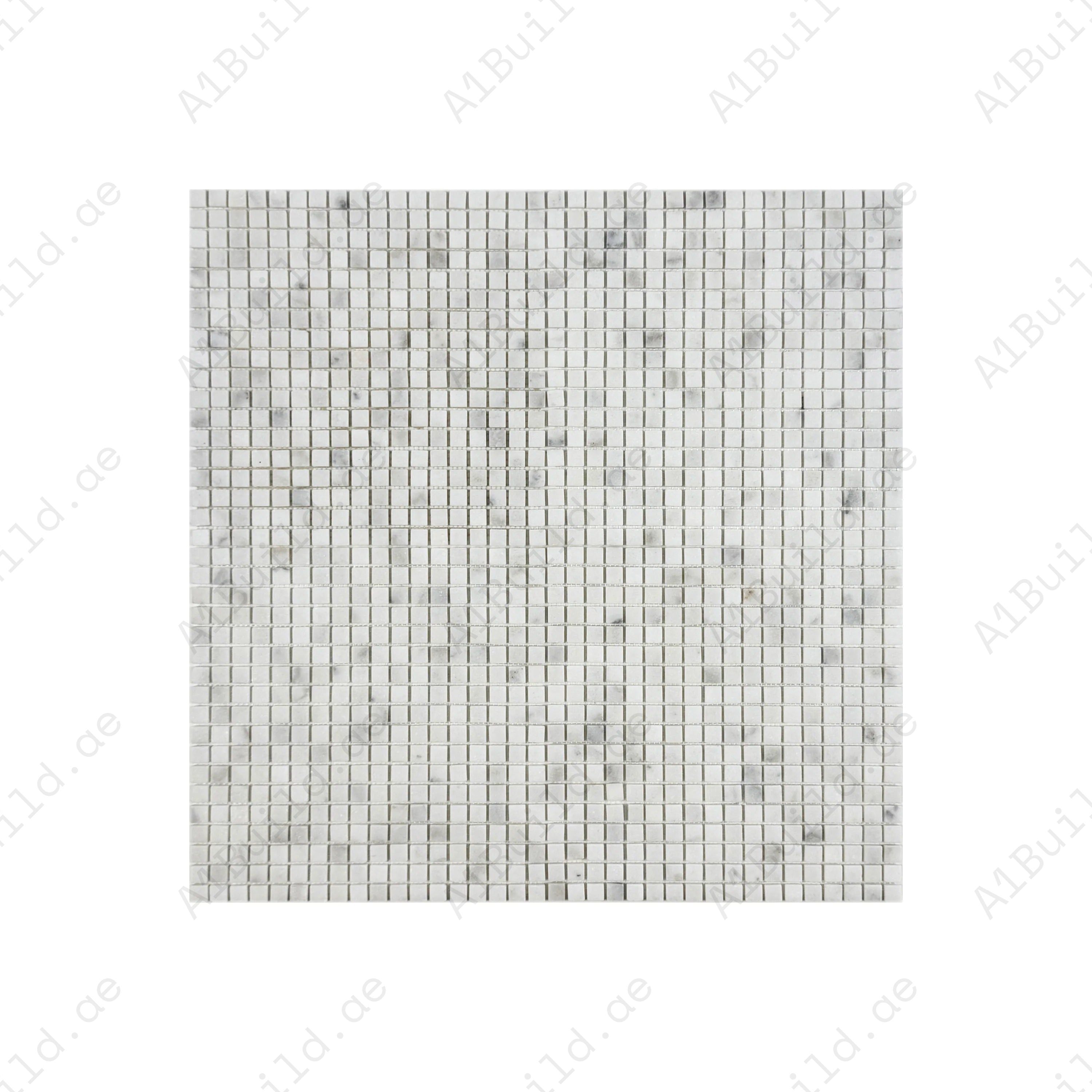Kwong Sal White honed marble mosaic features soft white tones and delicate natural veining, ideal for walls, backsplashes, and decorative interior spaces.