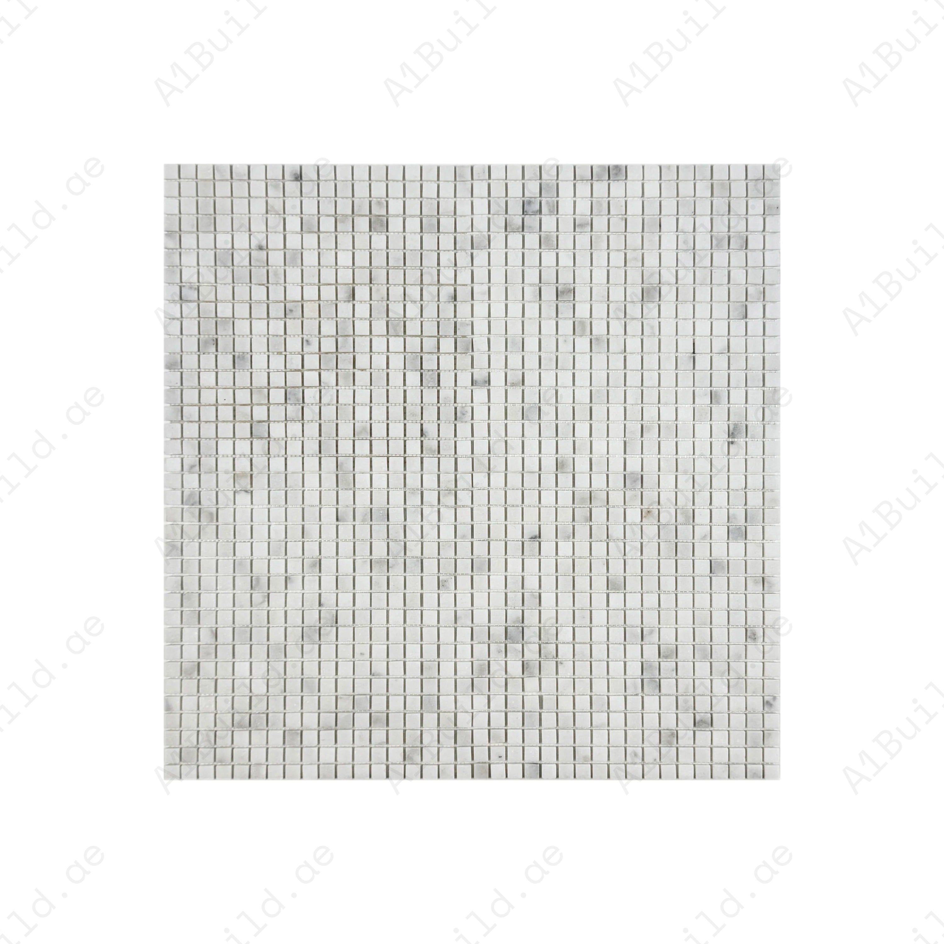 Kwong Sal White honed marble mosaic features soft white tones and delicate natural veining, ideal for walls, backsplashes, and decorative interior spaces.