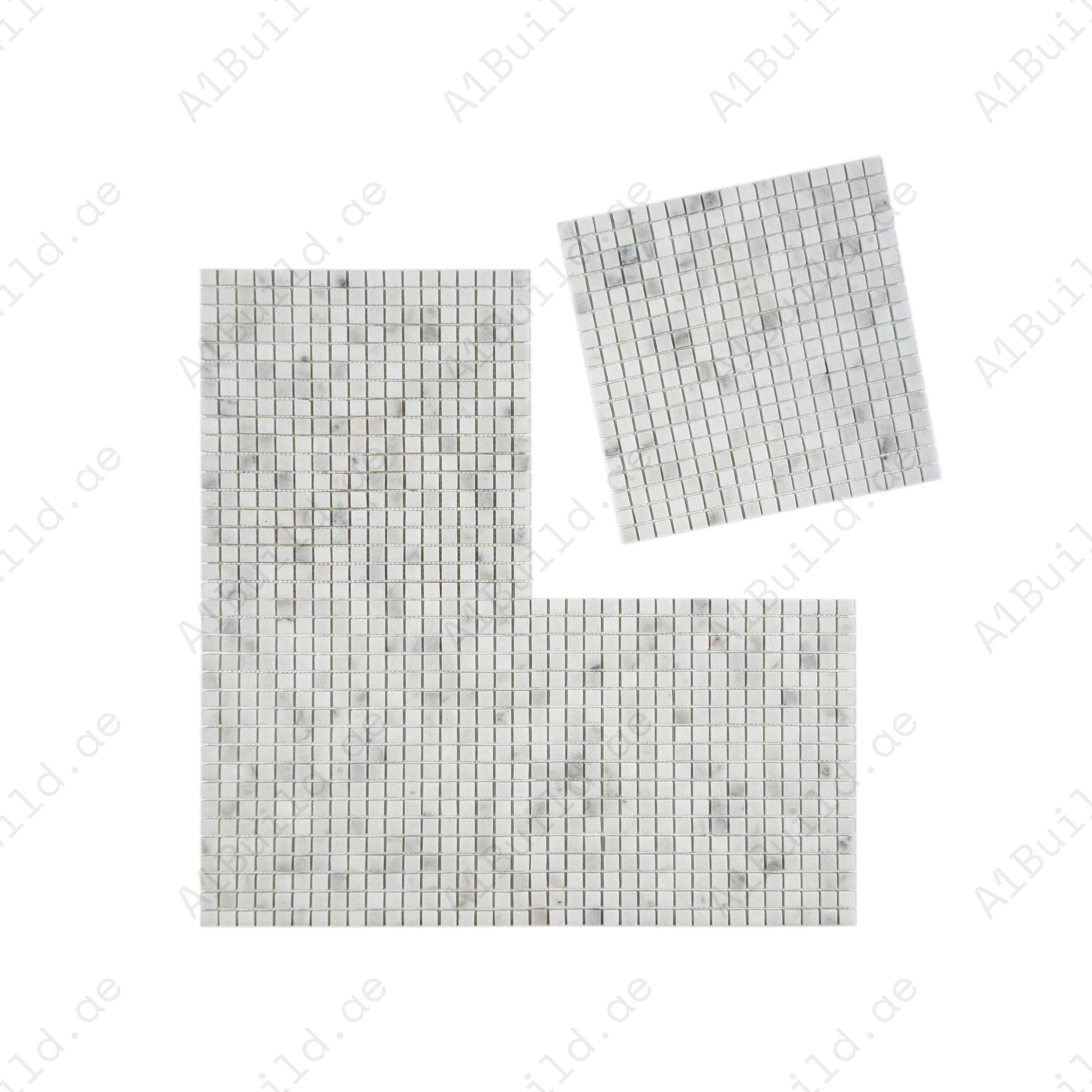Kwong Sal White honed marble mosaic features soft white tones and delicate natural veining, ideal for walls, backsplashes, and decorative interior spaces.