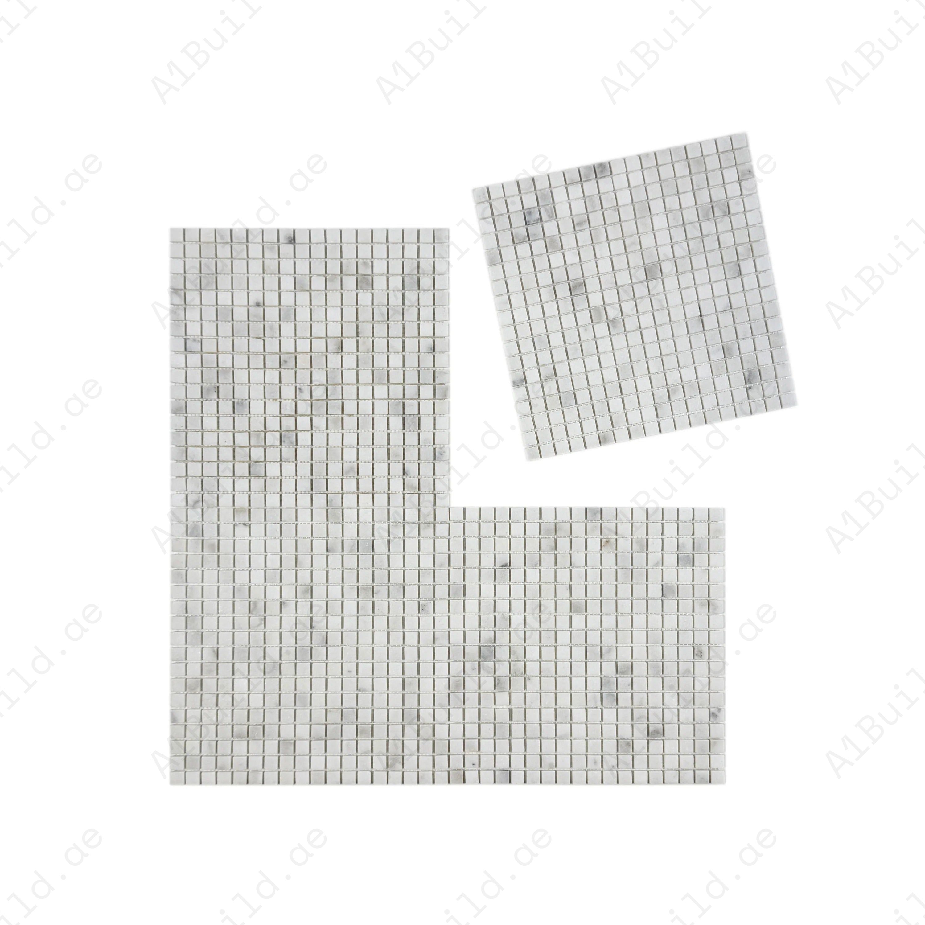Kwong Sal White honed marble mosaic features soft white tones and delicate natural veining, ideal for walls, backsplashes, and decorative interior spaces.