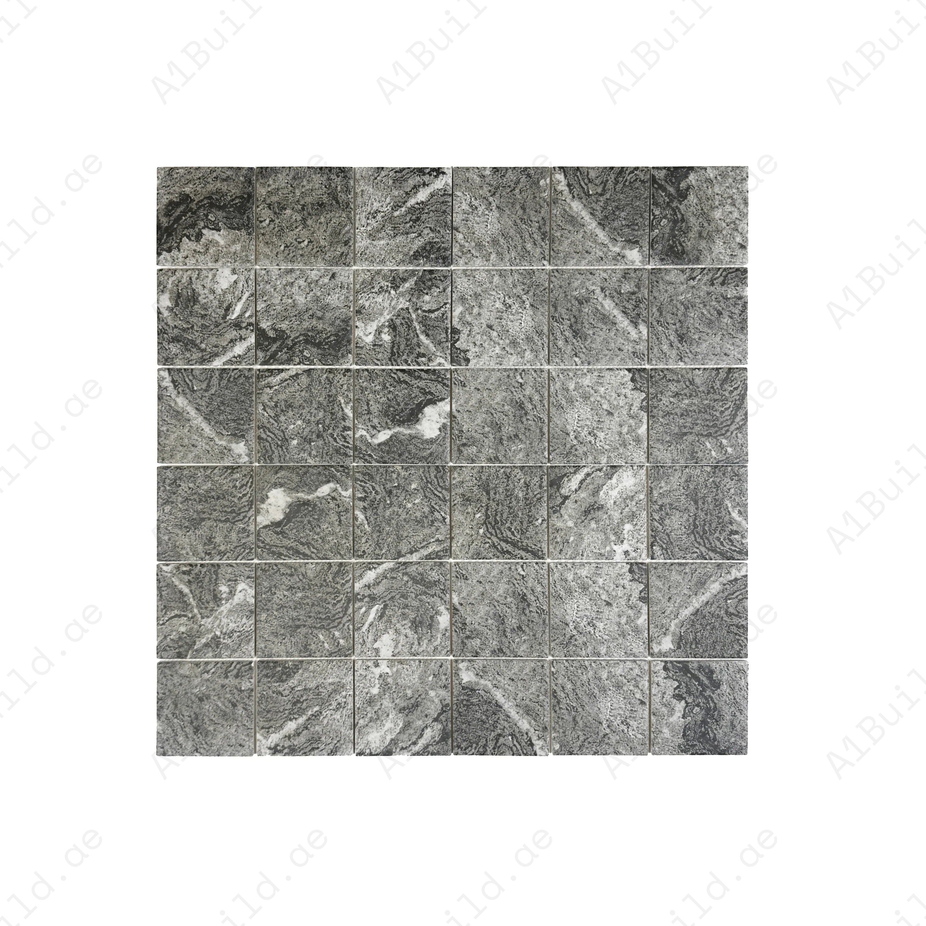 Light Black & Brown mixed stone porcelain mosaic for pools, spas & walls. Durable, slip-resistant, eco-friendly & perfect for Dubai luxury water spaces.