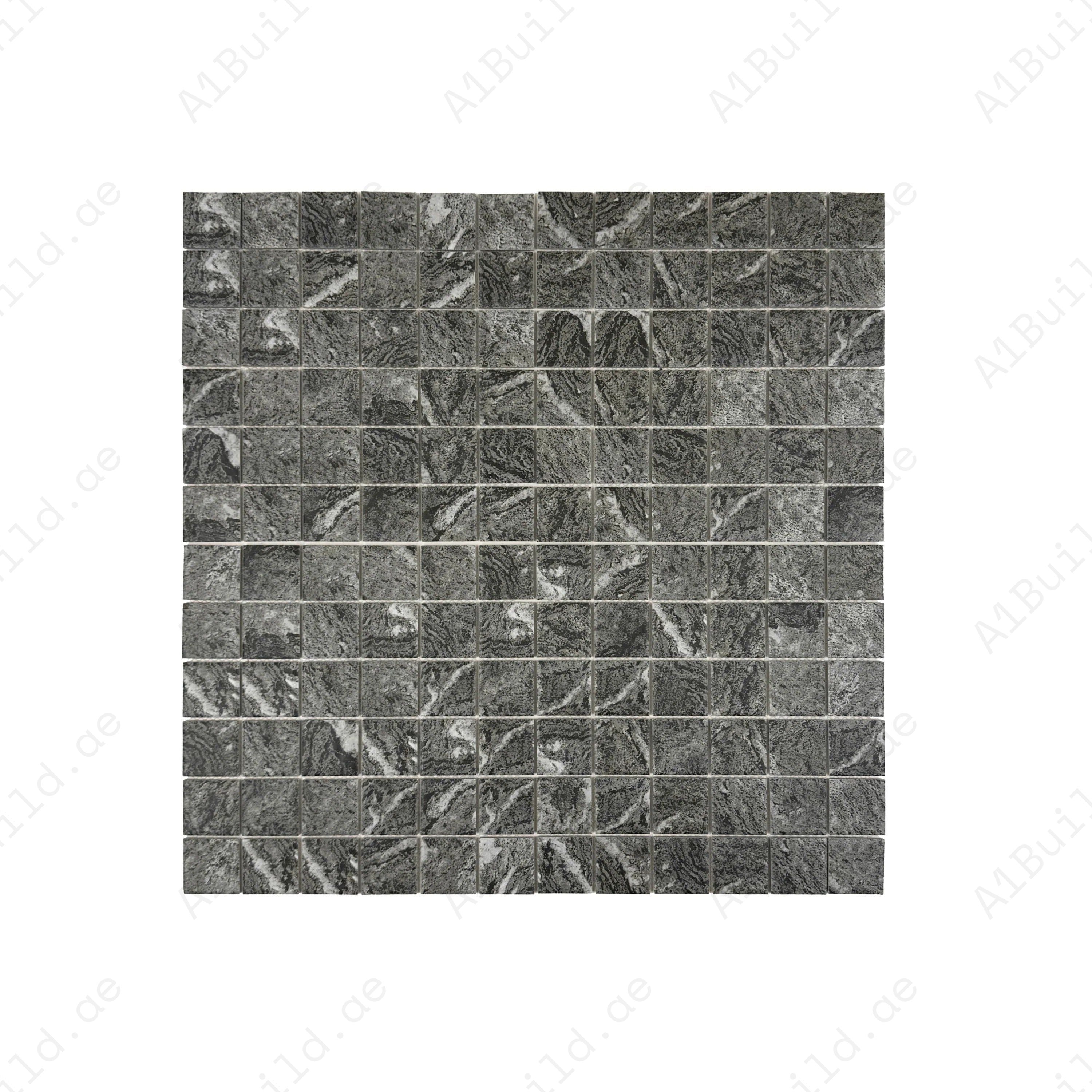 Light Black & Brown mixed stone porcelain mosaic tile for pools, spas & walls. Durable, slip-resistant, eco-friendly & perfect for Dubai luxury projects.