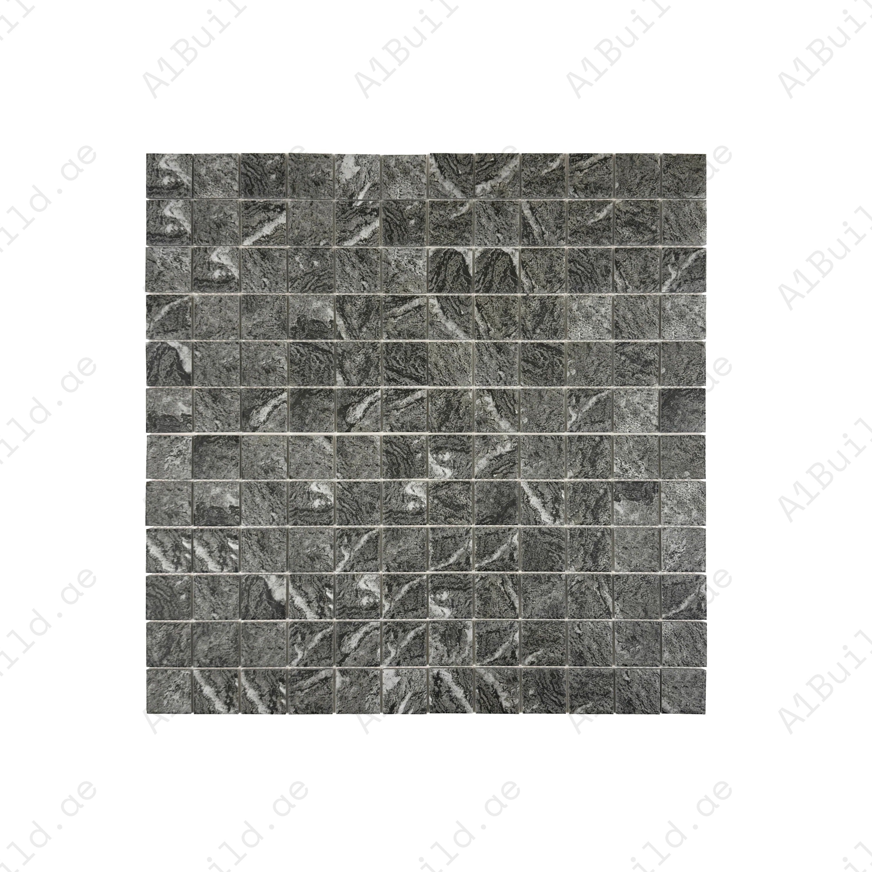 Light Black & Brown mixed stone porcelain mosaic tile for pools, spas & walls. Durable, slip-resistant, eco-friendly & perfect for Dubai luxury projects.