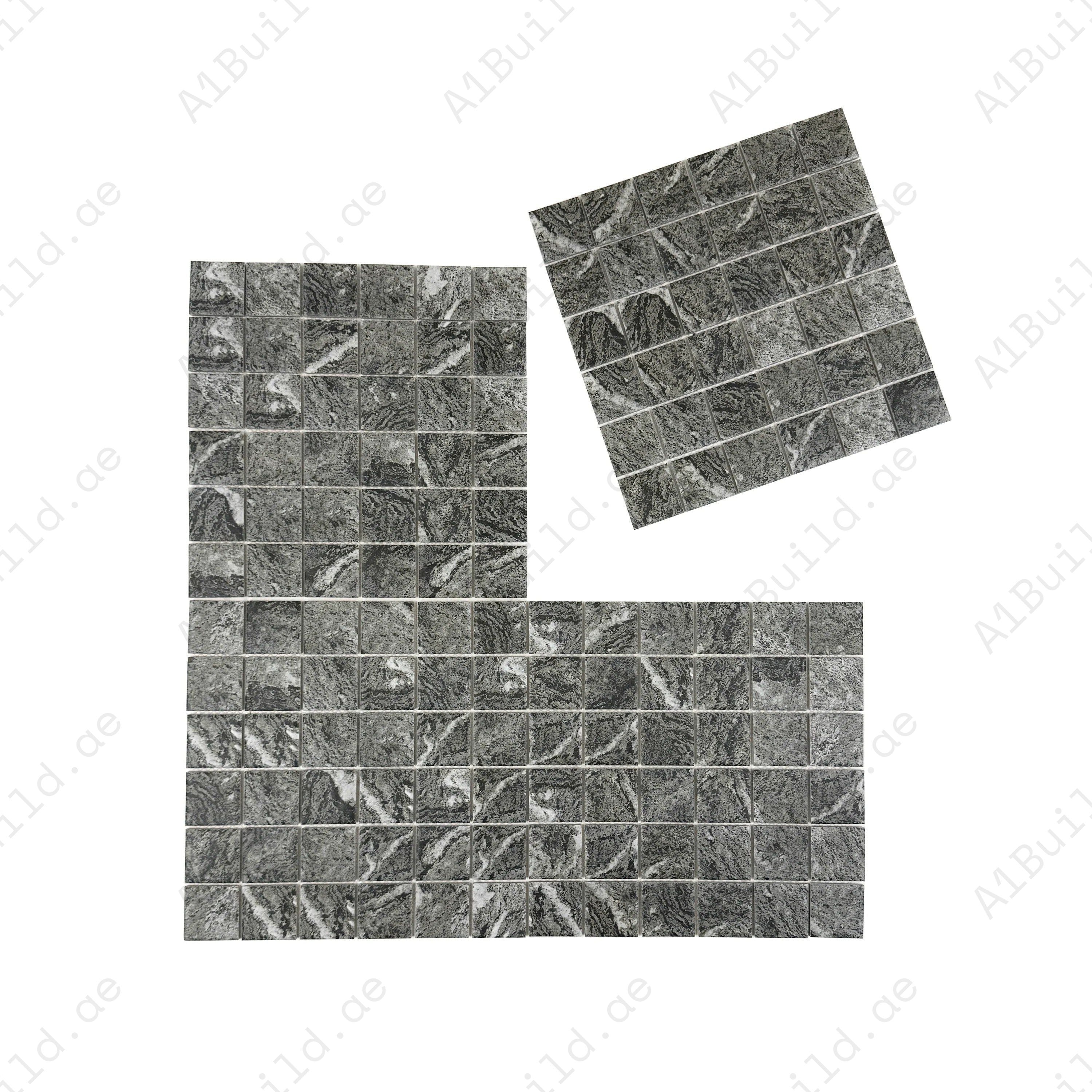 Light Black & Brown mixed stone porcelain mosaic tile for pools, spas & walls. Durable, slip-resistant, eco-friendly & perfect for Dubai luxury projects.