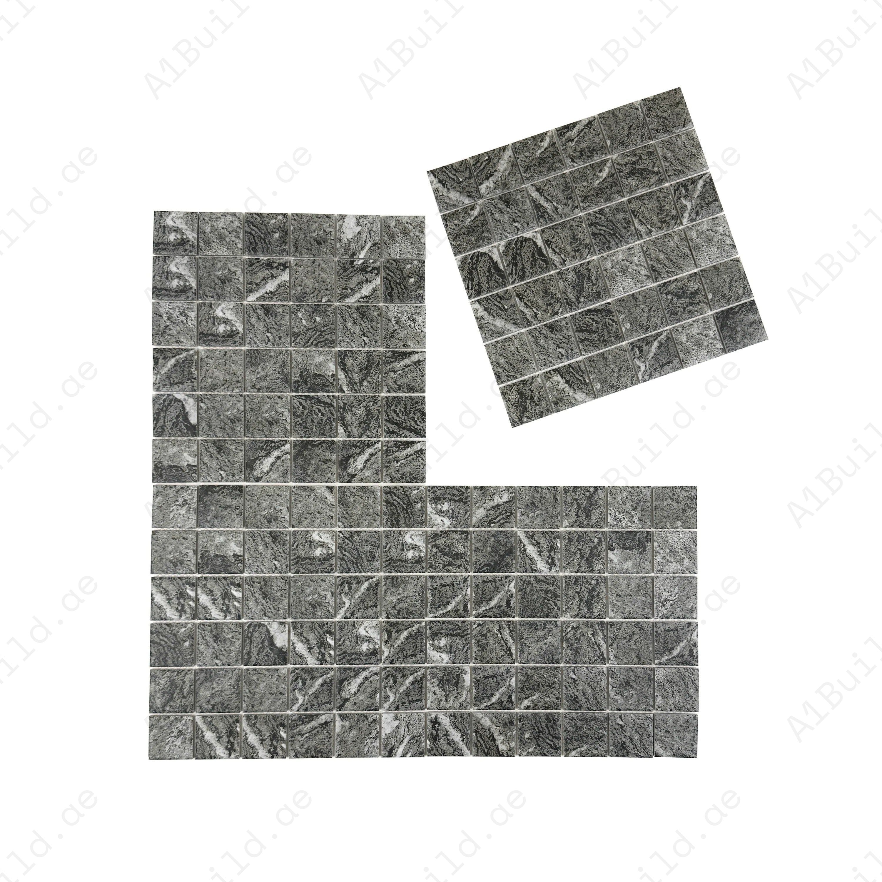 Light Black & Brown mixed stone porcelain mosaic tile for pools, spas & walls. Durable, slip-resistant, eco-friendly & perfect for Dubai luxury projects.