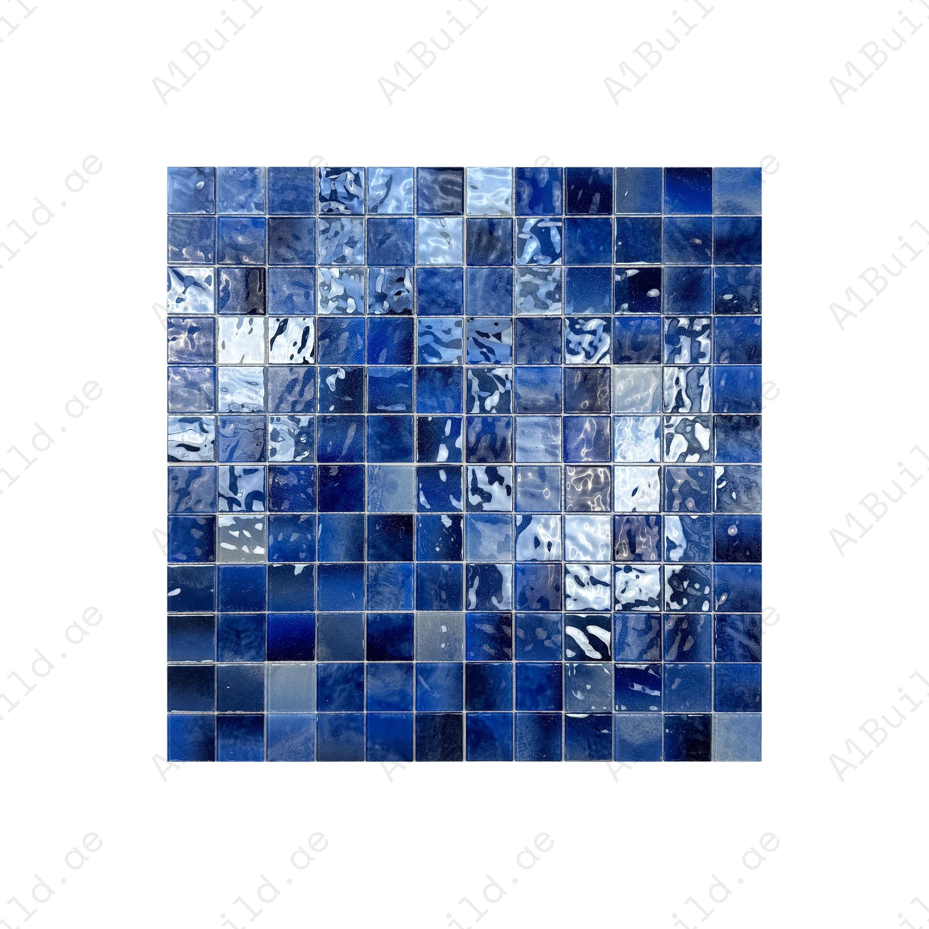 Light Blue, Navy & Midnight Blue glass mosaic tile for pools, spas & walls. Durable, slip-resistant, eco-friendly & perfect for Dubai luxury projects.