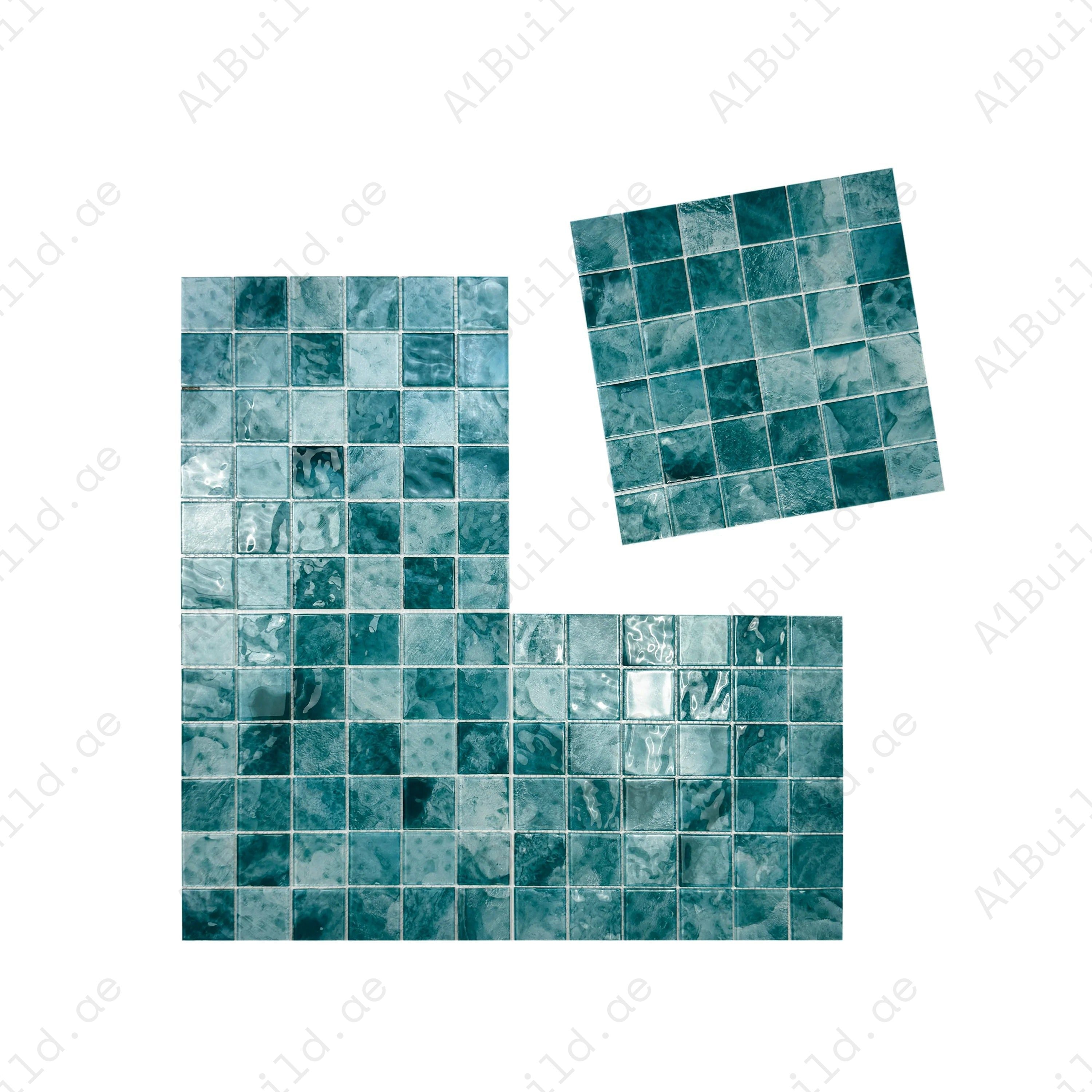 Light Blue & Tiffany Blue glass mosaic tile for pools, spas & walls. Durable, slip-resistant, eco-friendly & ideal for Dubai luxury swimming projects.