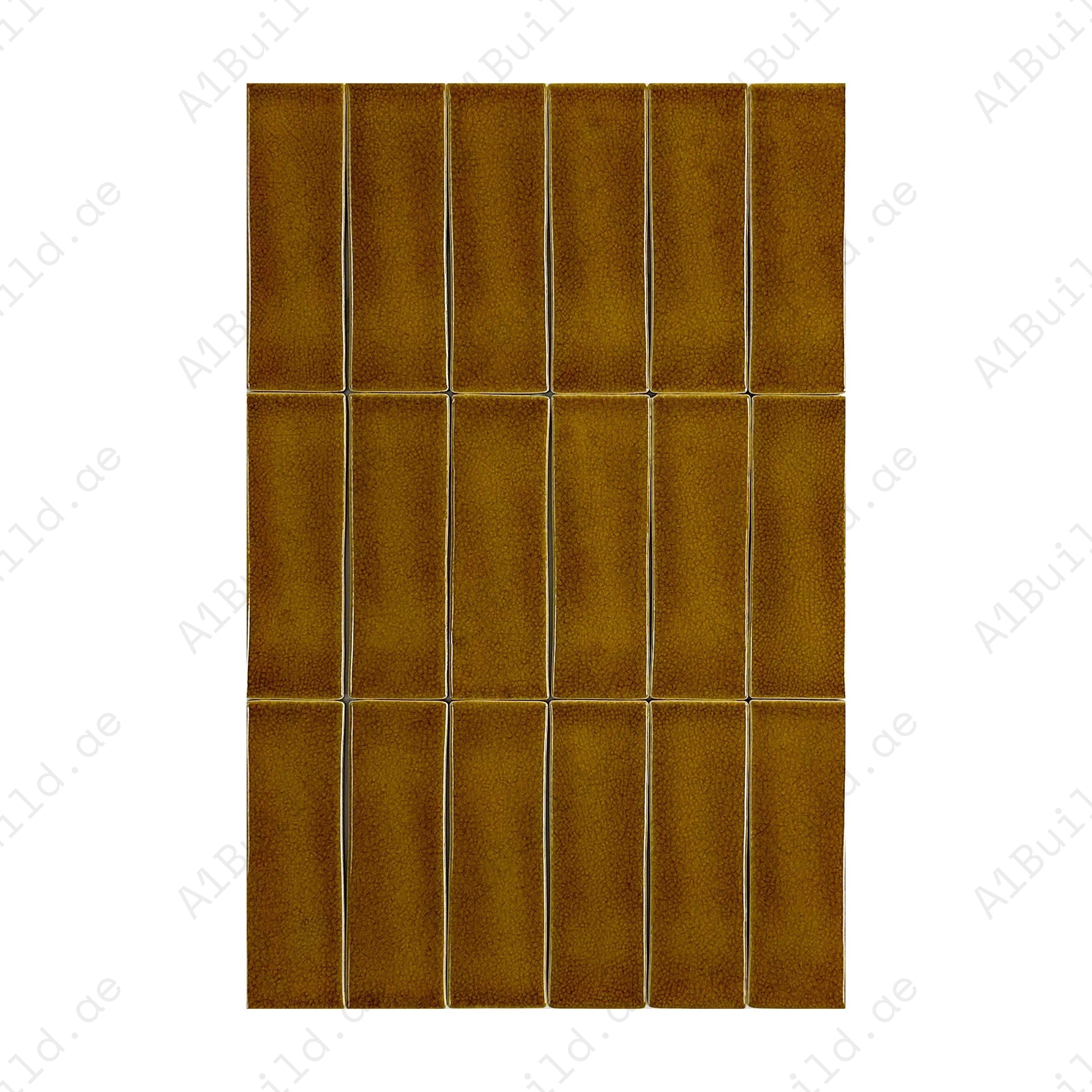 Light Coffee Glossy Crackle Porcelain Artisanal Tile with rich earthy tones. Durable, waterproof, scratch-resistant, ideal for walls, floors, and backsplashes.