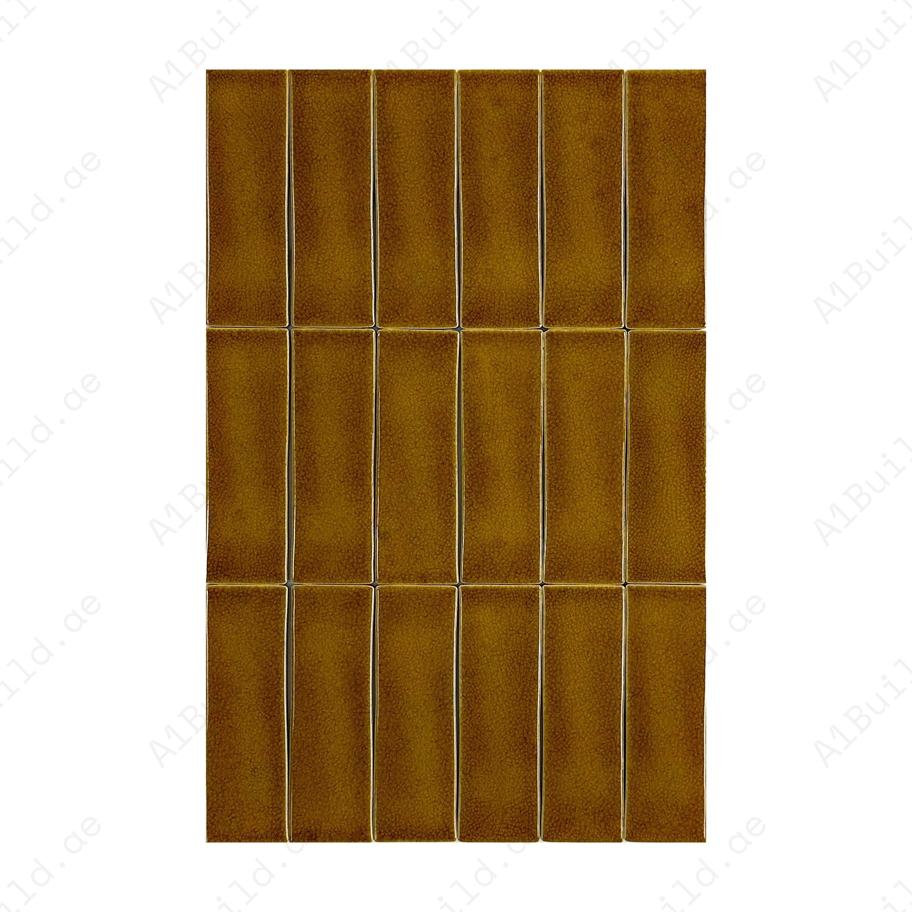 Light Coffee Glossy Crackle Porcelain Artisanal Tile with rich earthy tones. Durable, waterproof, scratch-resistant, ideal for walls, floors, and backsplashes.