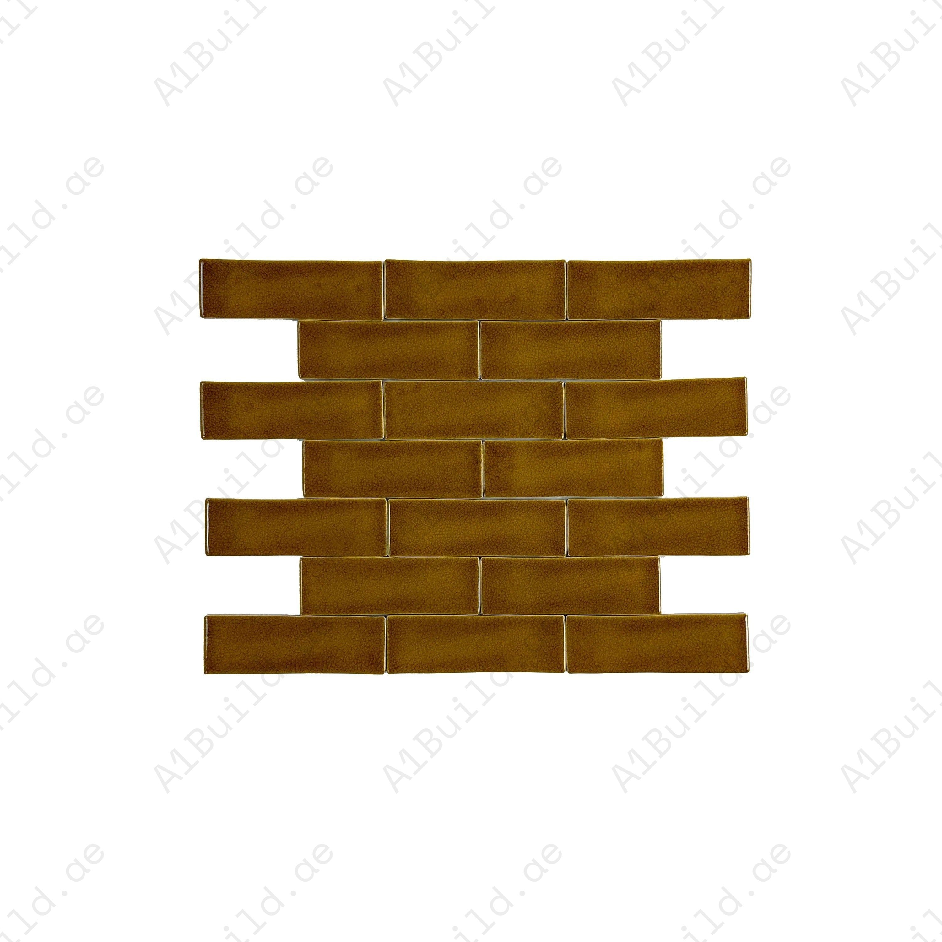 Light Coffee Glossy Crackle Porcelain Artisanal Tile with rich earthy tones. Durable, waterproof, scratch-resistant, ideal for walls, floors, and backsplashes.