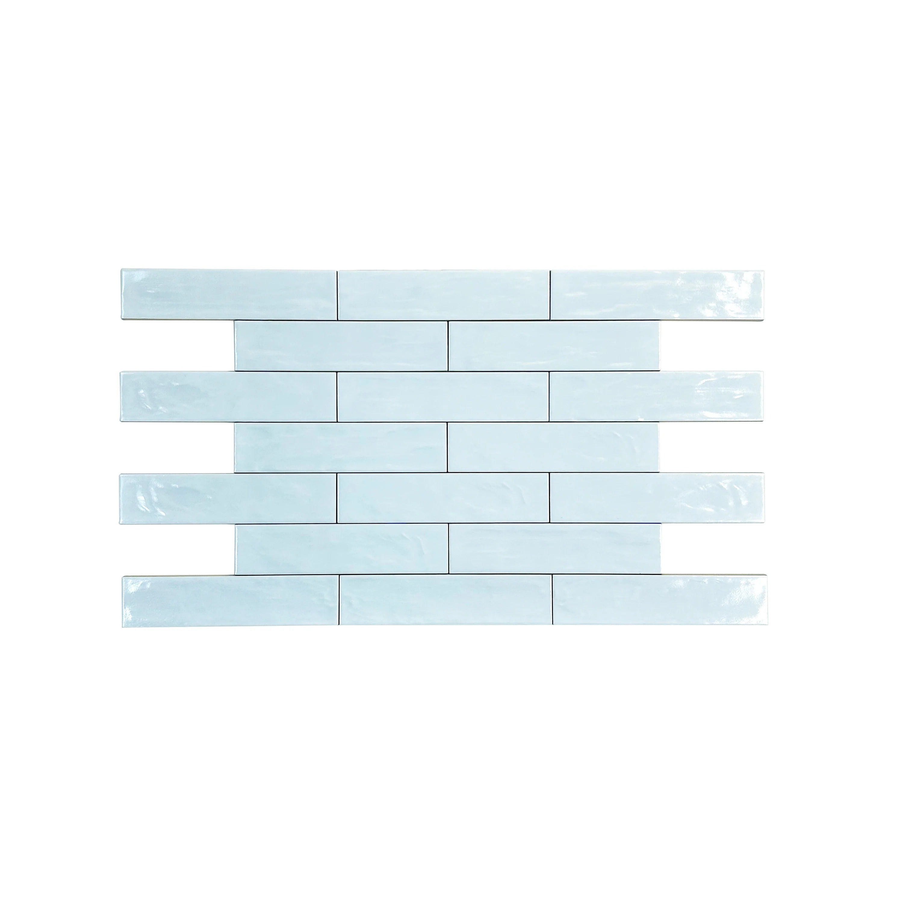 Light Cyan Semimatte Pearlescent Ceramic Tile with soft gradients. Durable, waterproof, scratch-resistant, ideal for walls, floors, and kitchen backsplashes.