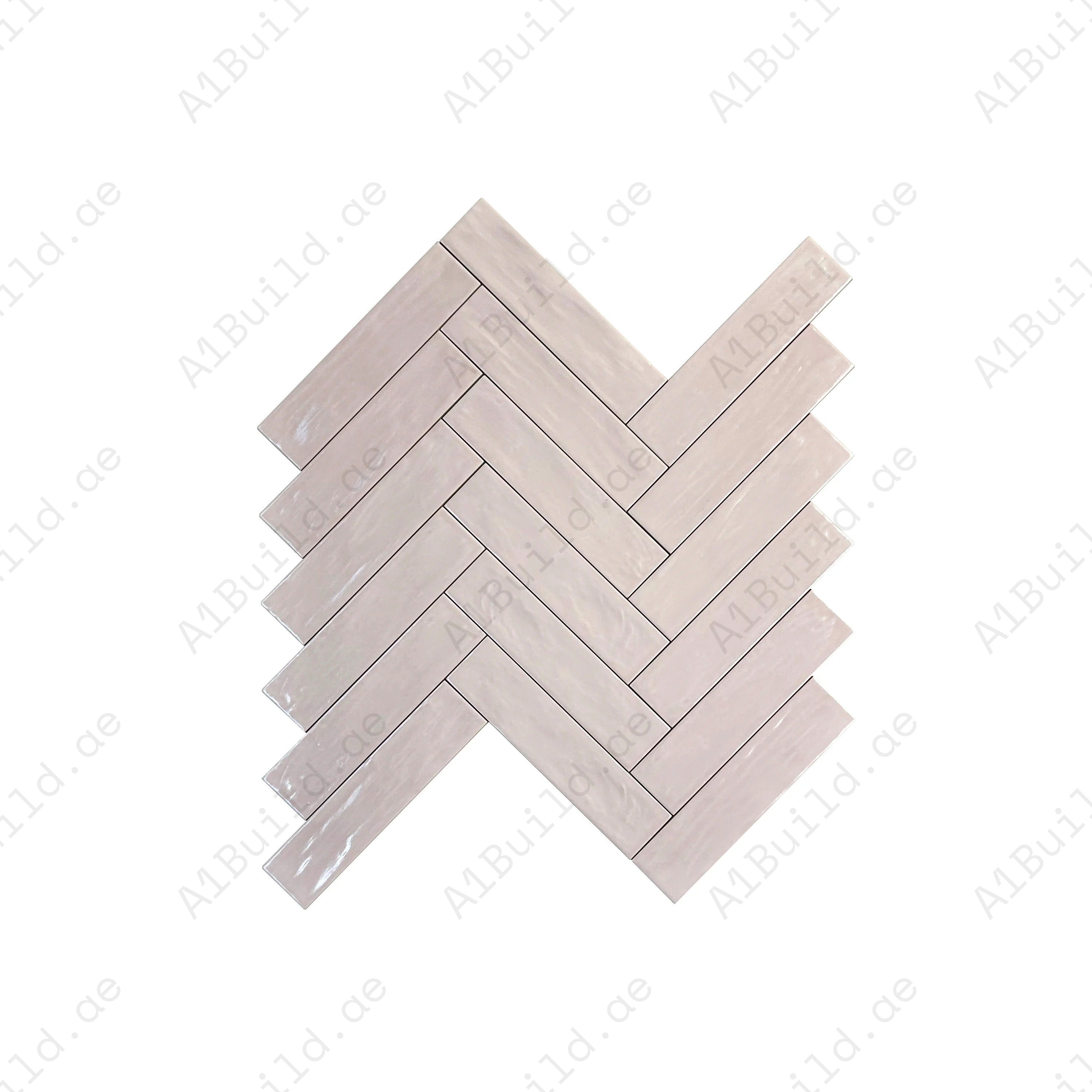 Light Pink Pearlescent Ceramic Tile with sleek long-strip design. Durable, waterproof, scratch-resistant, perfect for walls, floors, kitchens, and bathrooms.